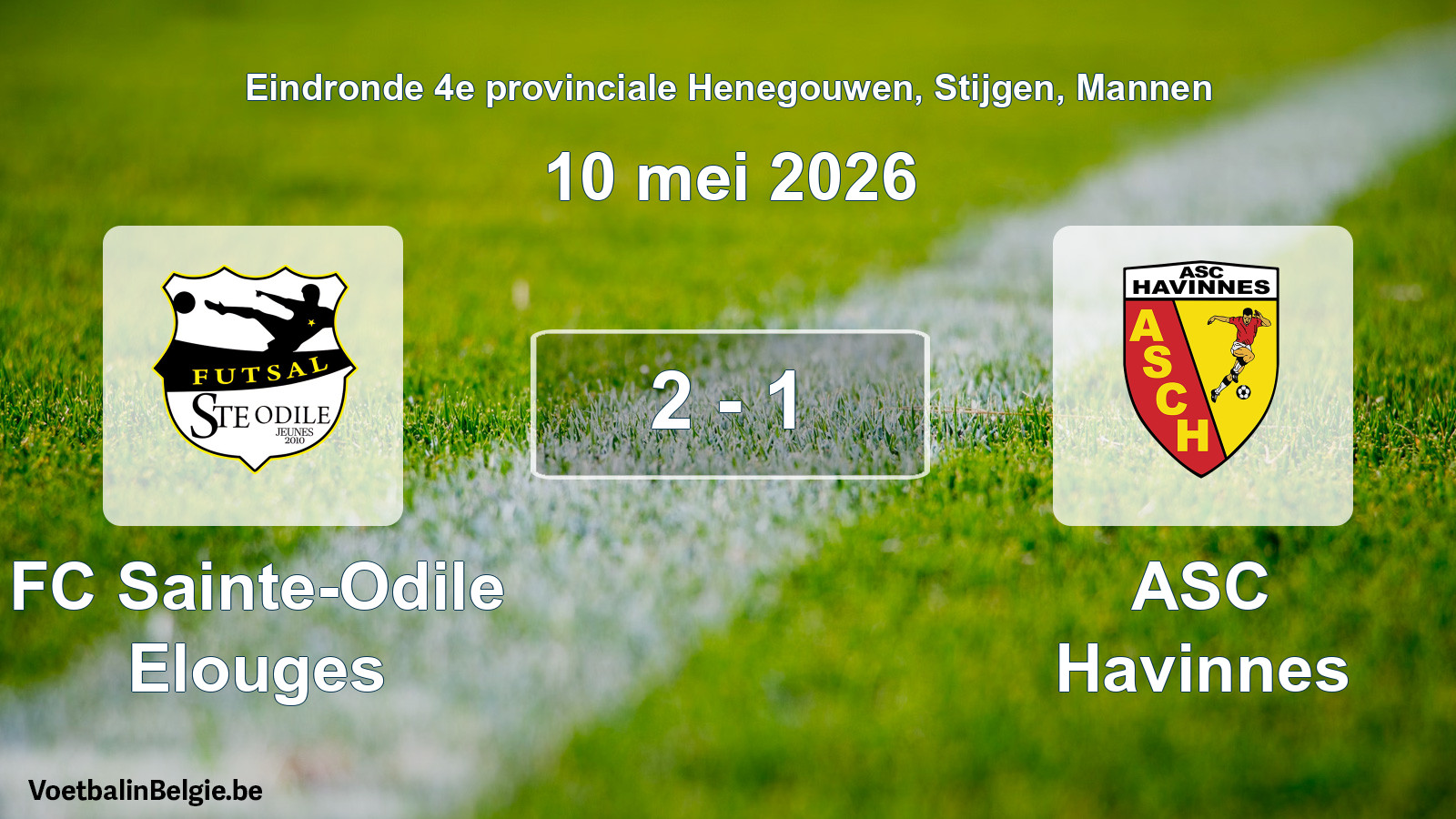 Gespeelde wedstrijd mannenvoetbal: FC Sainte-Odile Elouges - ASC Havinnes 2 - 1 (10 mei 2026)