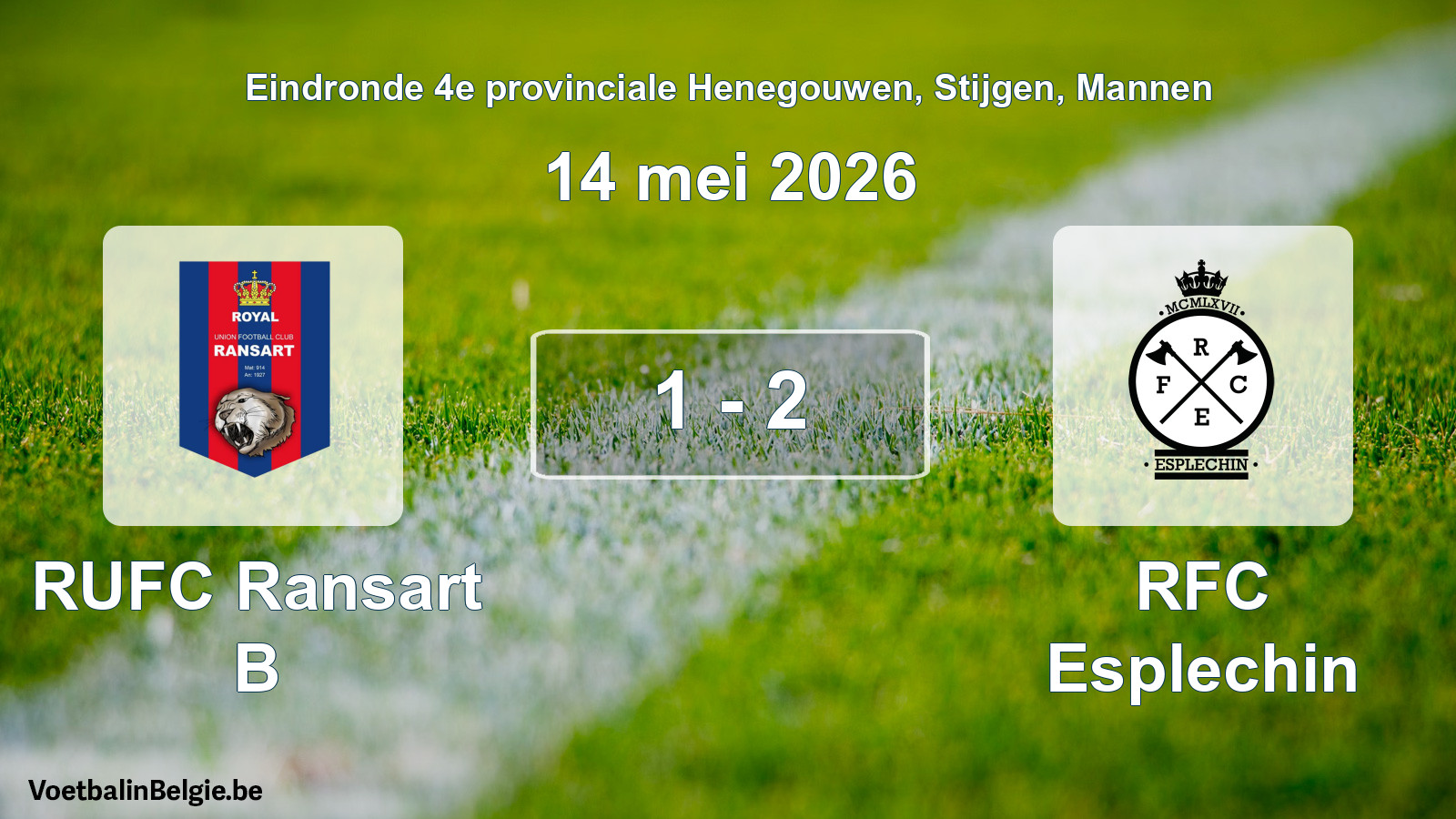 Gespeelde wedstrijd mannenvoetbal: RUFC Ransart B - RFC Esplechin 1 - 2 (14 mei 2026)