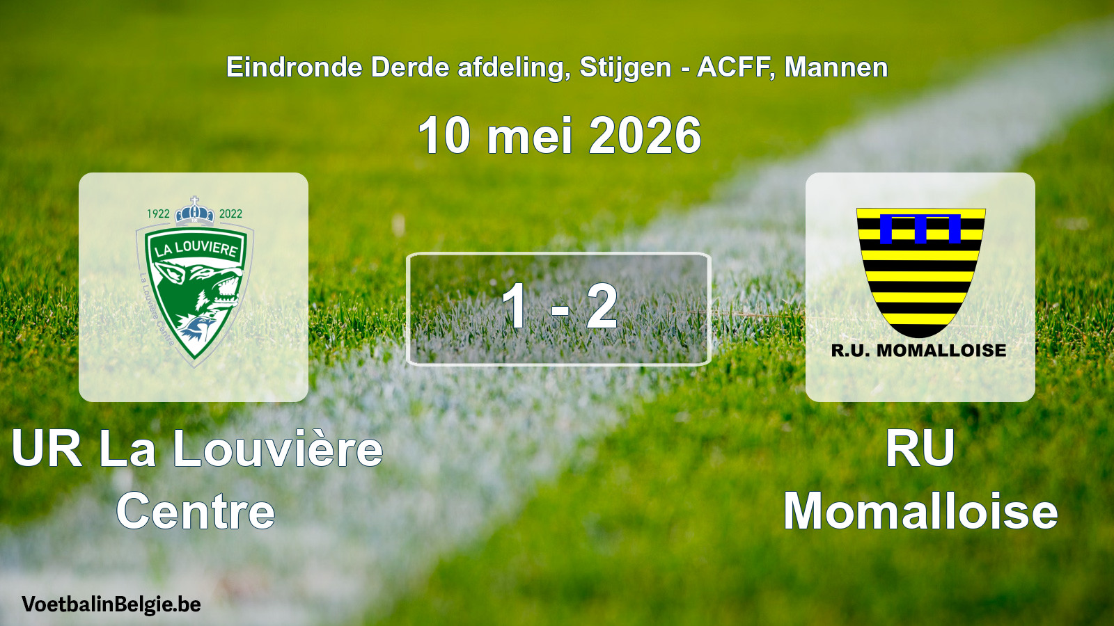 Gespeelde wedstrijd mannenvoetbal: UR La Louvière Centre - RU Momalloise 1 - 2 (10 mei 2026)