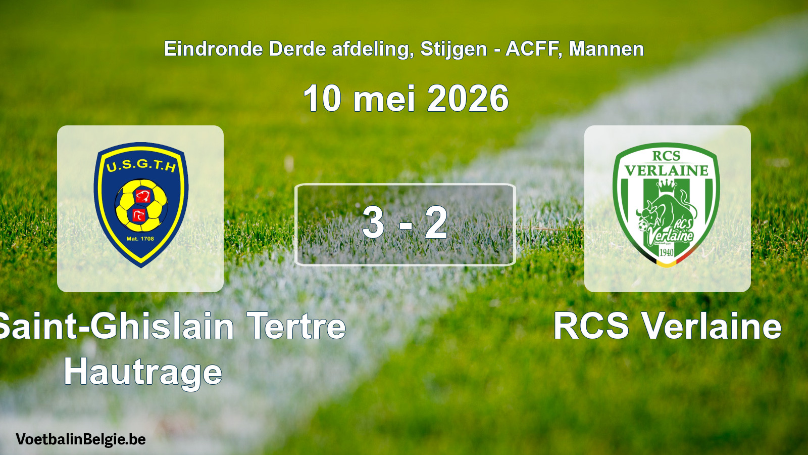 Gespeelde wedstrijd mannenvoetbal: U. Saint-Ghislain Tertre Hautrage - RCS Verlaine 3 - 2 (10 mei 2026)