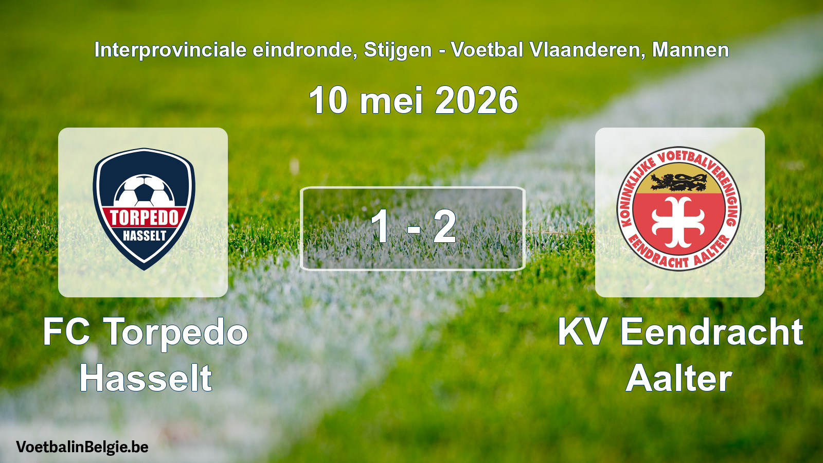 Gespeelde wedstrijd mannenvoetbal: FC Torpedo Hasselt - KV Eendracht Aalter 1 - 2 (10 mei 2026)