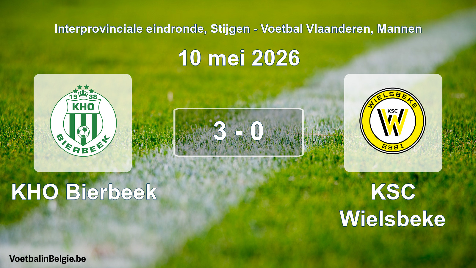 Gespeelde wedstrijd mannenvoetbal: KHO Bierbeek - KSC Wielsbeke 3 - 0 (10 mei 2026)