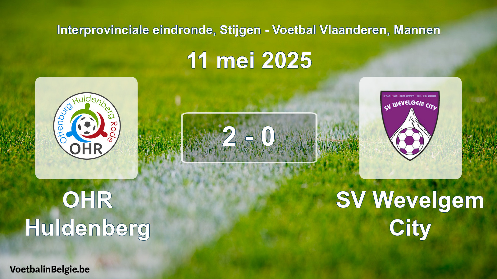 Gespeelde wedstrijd mannenvoetbal: OHR Huldenberg - SV Wevelgem City 2 - 0 (11 mei 2025)