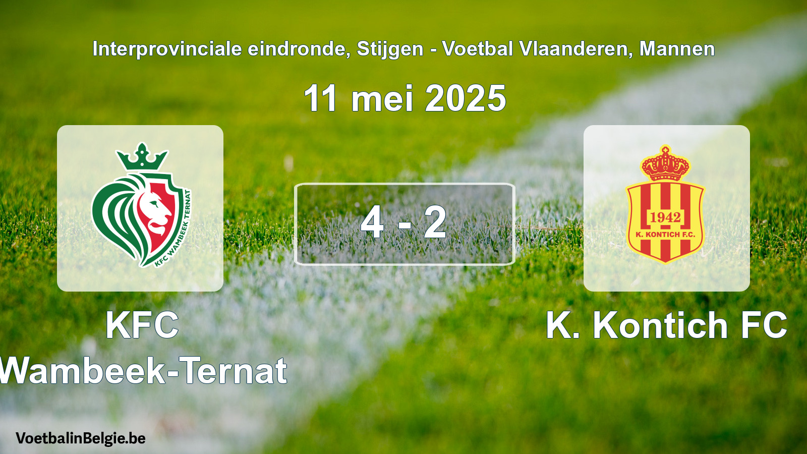 Gespeelde wedstrijd mannenvoetbal: KFC Wambeek-Ternat - K. Kontich FC 4 - 2 (11 mei 2025)