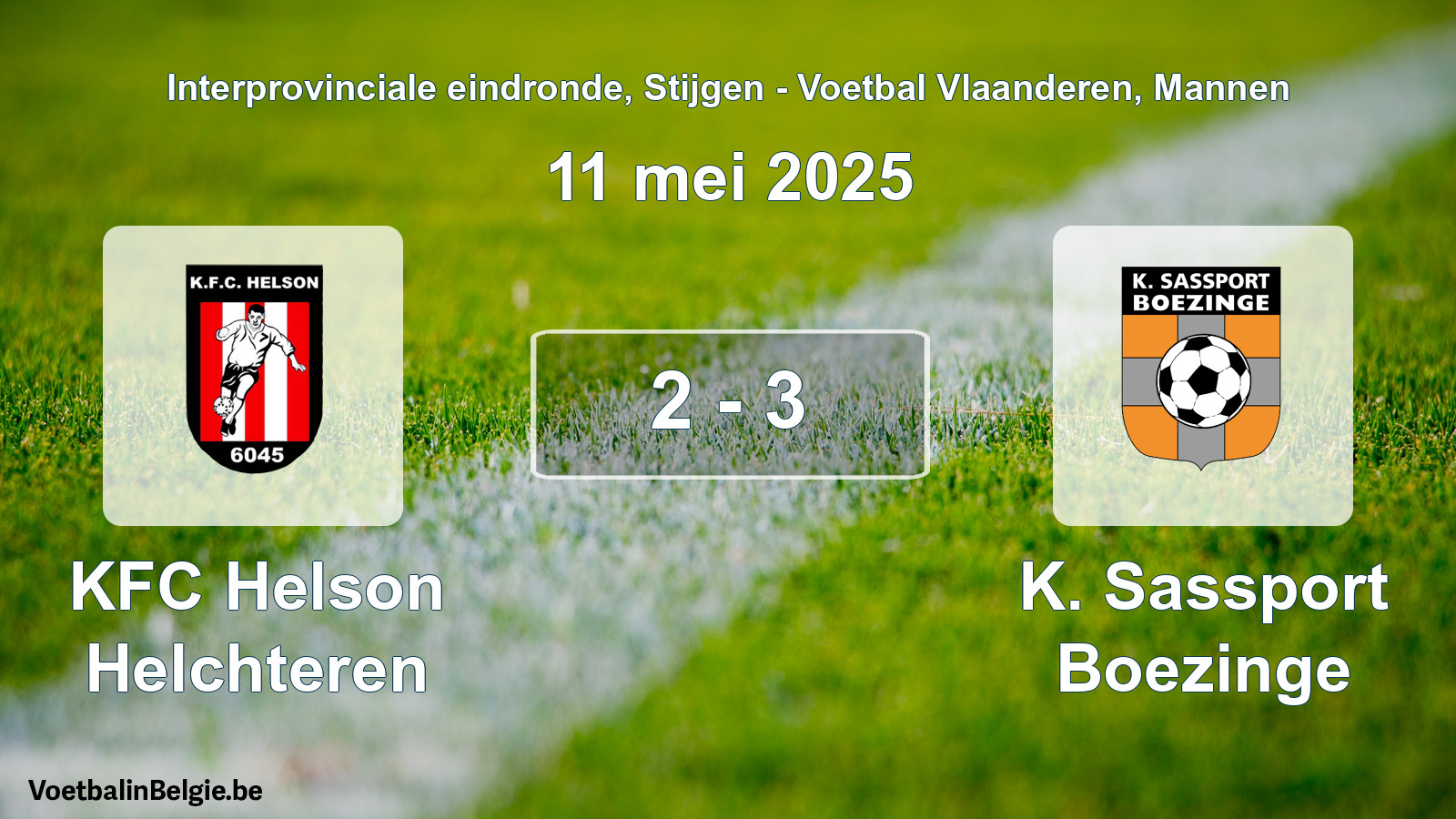 Gespeelde wedstrijd mannenvoetbal: KFC Helson Helchteren - K. Sassport Boezinge 2 - 3 (11 mei 2025)