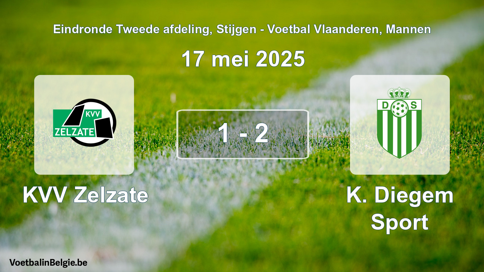 Gespeelde wedstrijd mannenvoetbal: KVV Zelzate - K. Diegem Sport 1 - 2 (17 mei 2025)