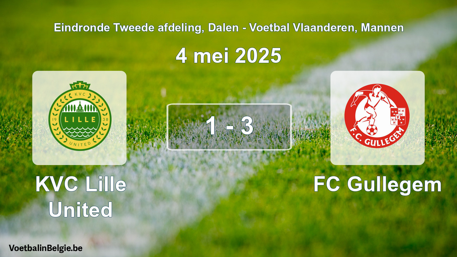 Gespeelde wedstrijd mannenvoetbal: KVC Lille United - FC Gullegem 1 - 3 (4 mei 2025)