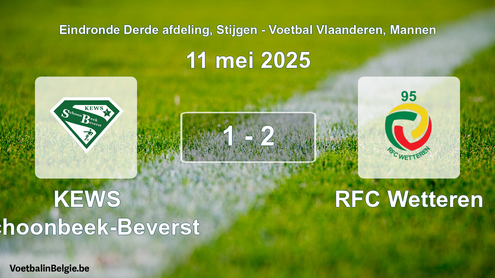 Gespeelde wedstrijd mannenvoetbal: KEWS Schoonbeek-Beverst - RFC Wetteren 1 - 2 (11 mei 2025)
