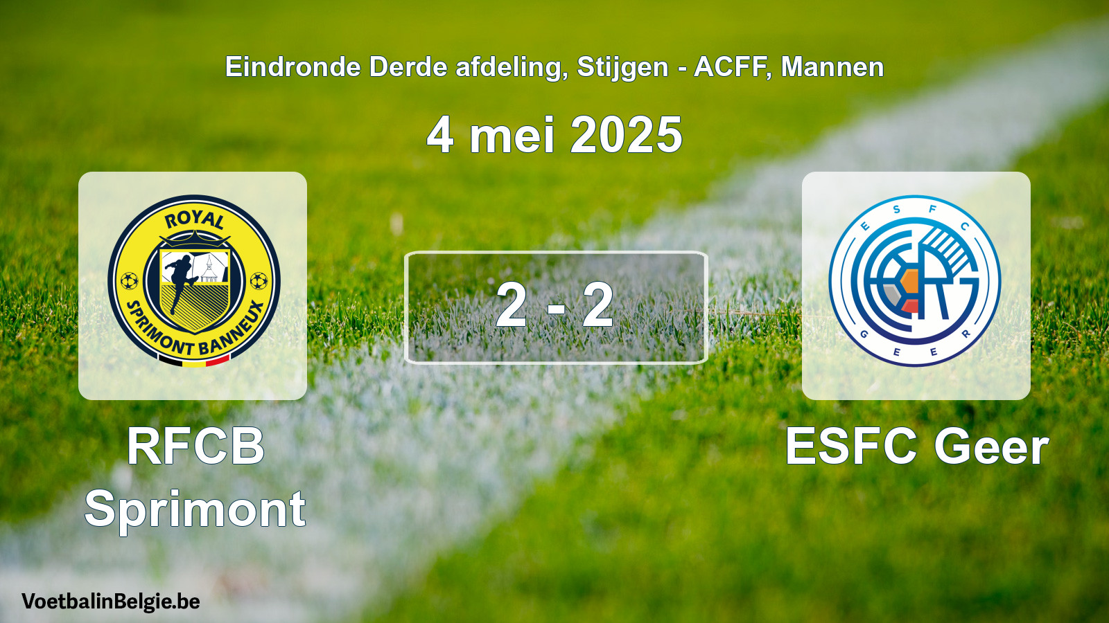 Gespeelde wedstrijd mannenvoetbal: RFCB Sprimont - ESFC Geer 2 - 2 (4 mei 2025)