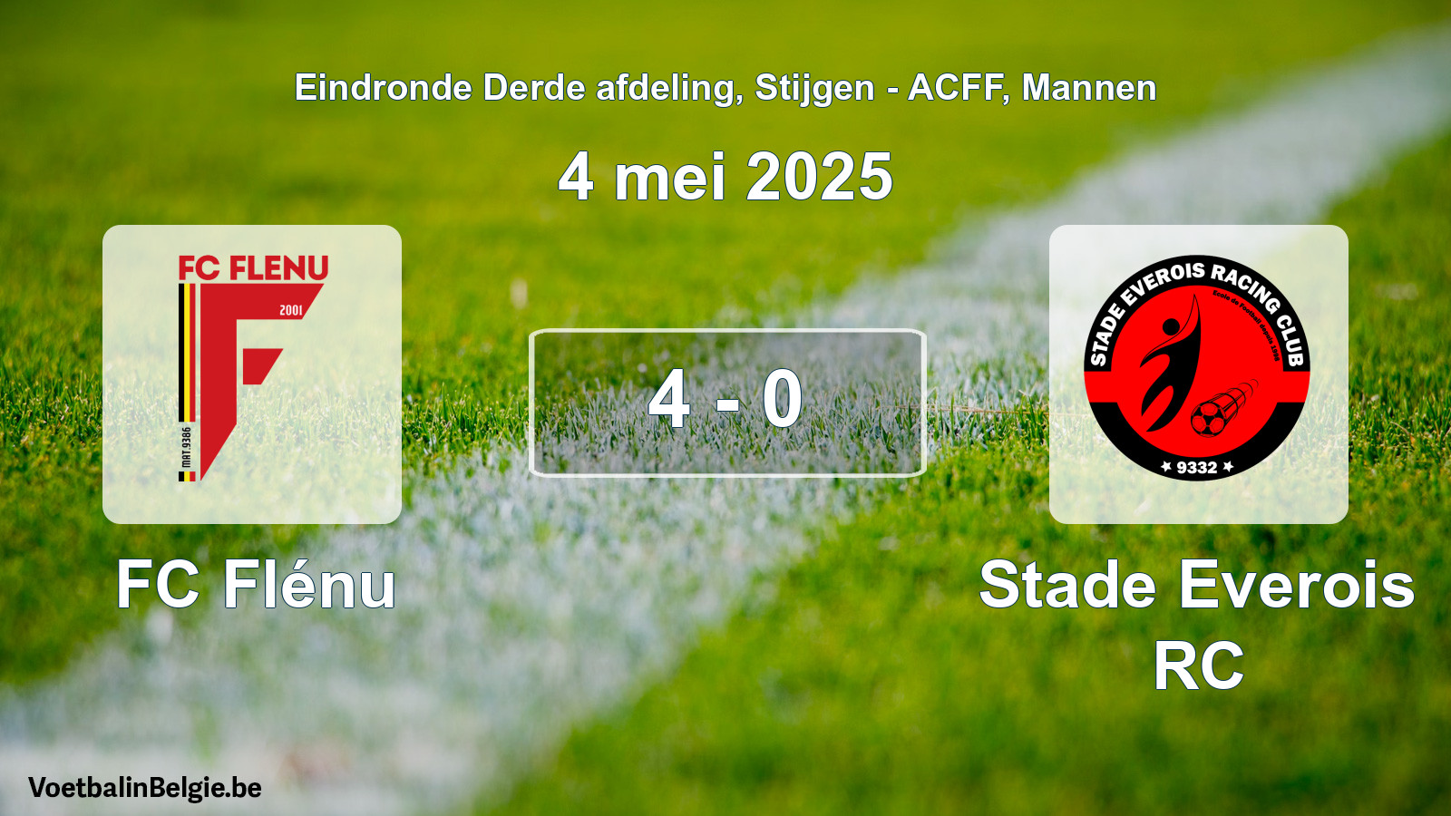 Gespeelde wedstrijd mannenvoetbal: FC Flénu - Stade Everois RC 4 - 0 (4 mei 2025)