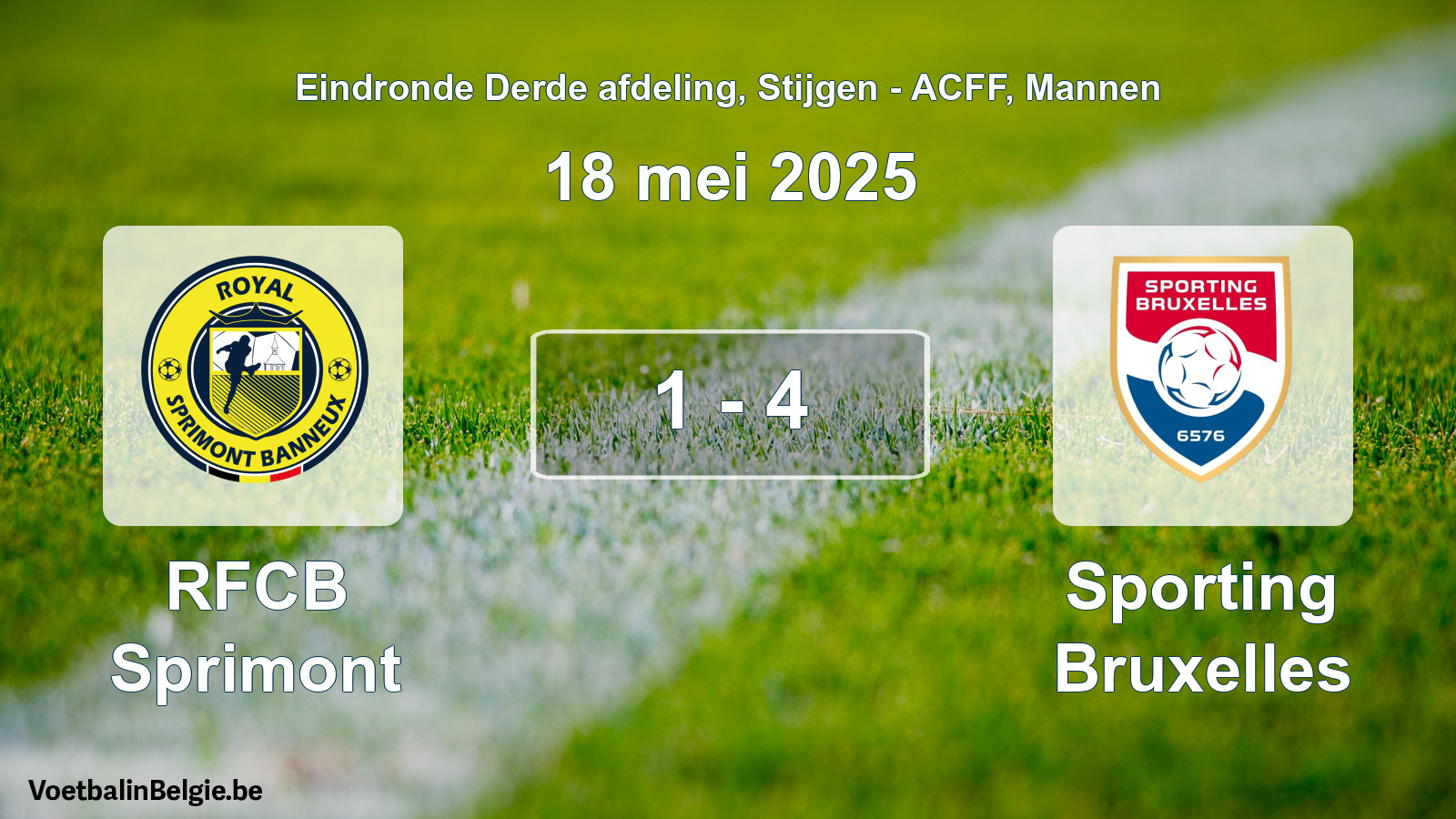 Gespeelde wedstrijd mannenvoetbal: RFCB Sprimont - Sporting Bruxelles 1 - 4 (18 mei 2025)