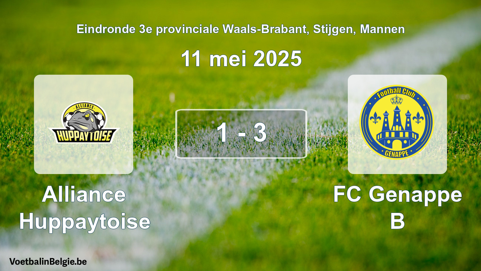 Match joué football hommes: Alliance Huppaytoise - FC Genappe B 1 - 3 (11 mai 2025)