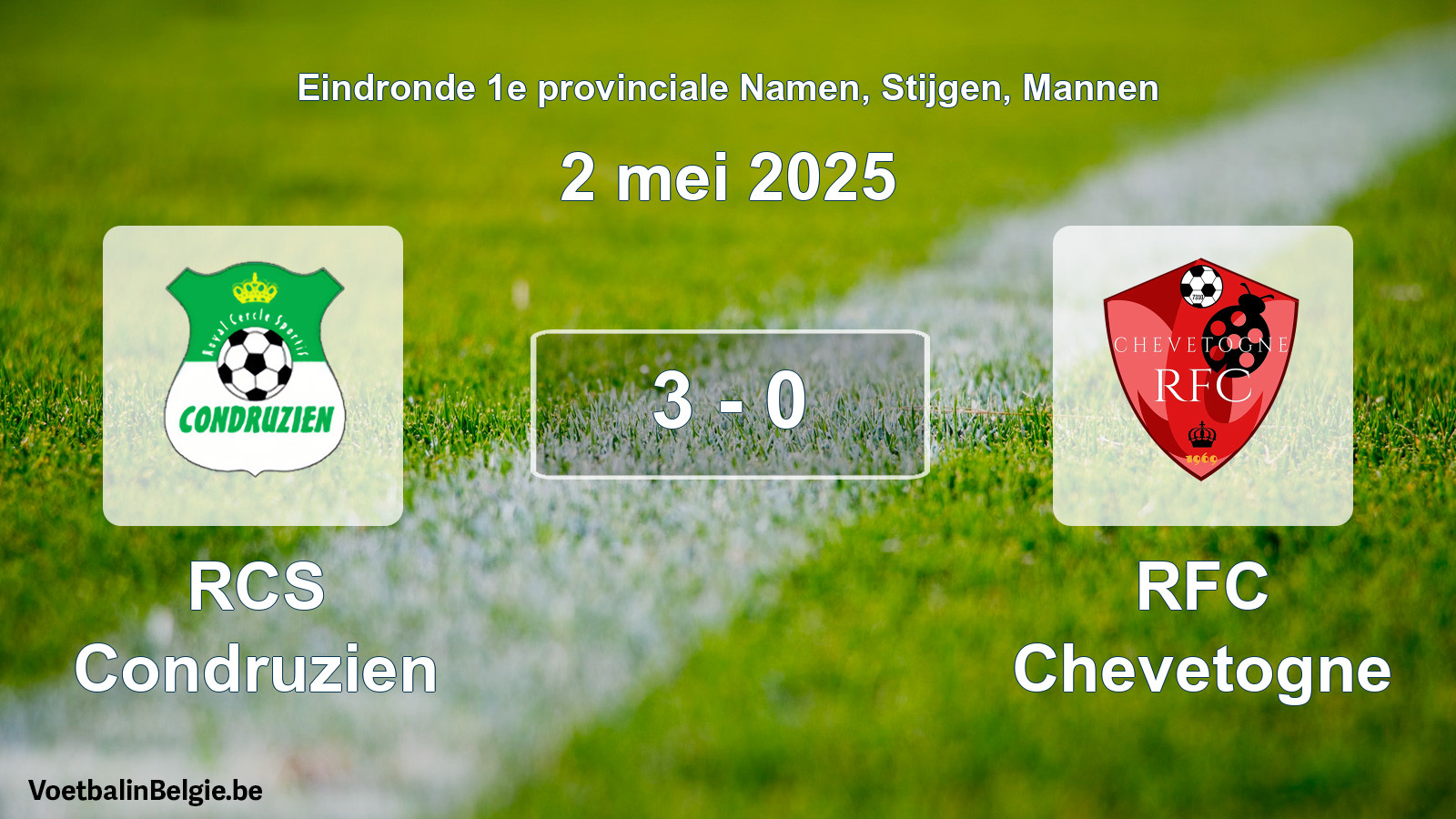 Gespeelde wedstrijd mannenvoetbal: RCS Condruzien - RFC Chevetogne 3 - 0 (2 mei 2025)