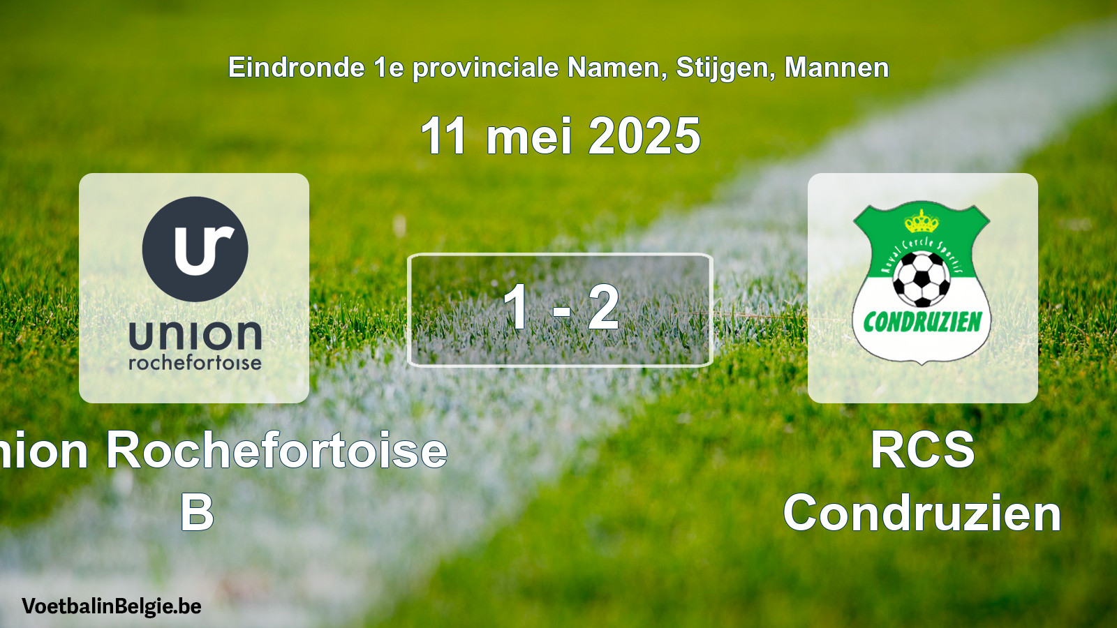 Gespeelde wedstrijd mannenvoetbal: Union Rochefortoise B - RCS Condruzien 1 - 2 (11 mei 2025)
