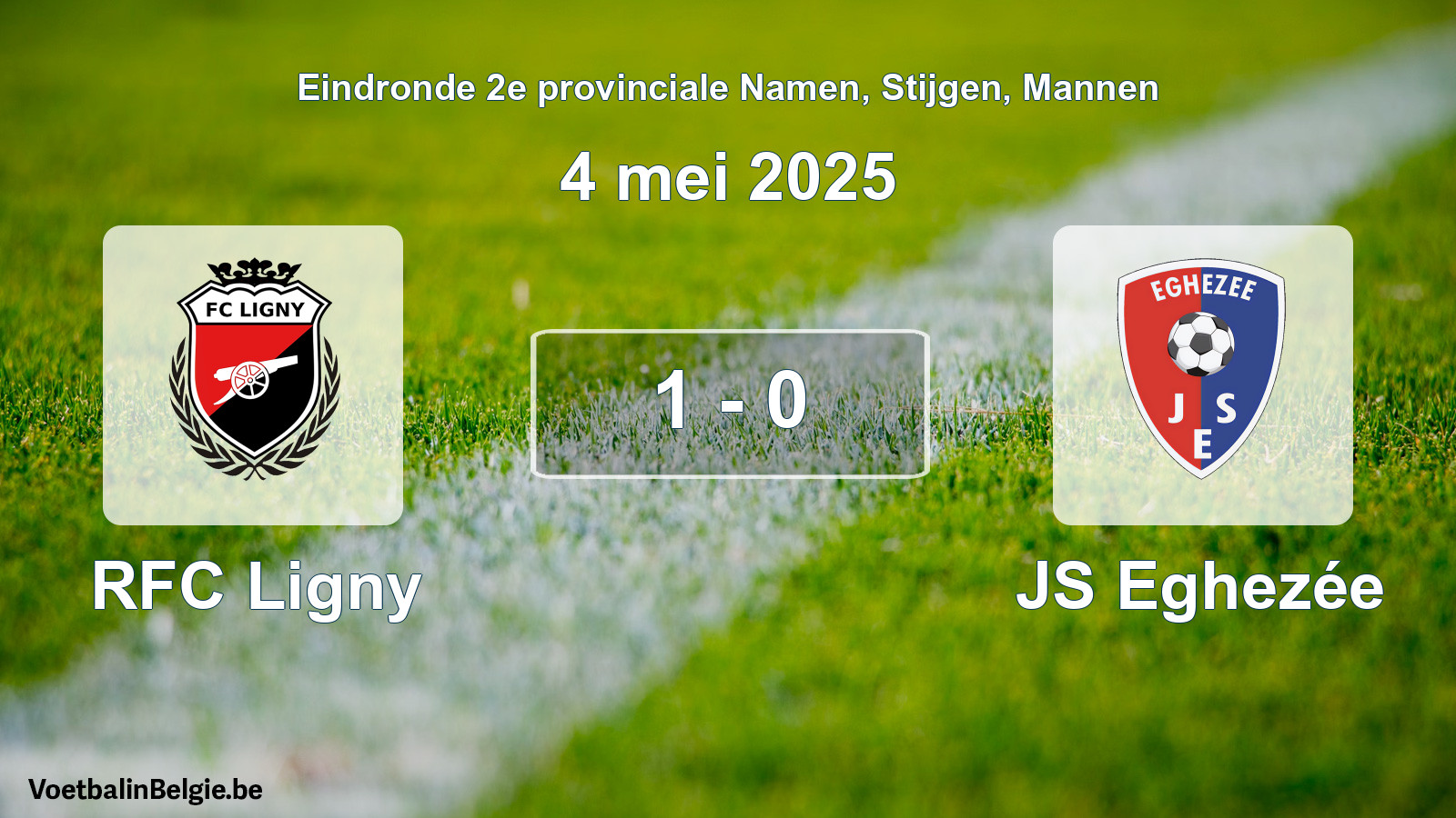 Gespeelde wedstrijd mannenvoetbal: RFC Ligny - JS Eghezée 1 - 0 (4 mei 2025)