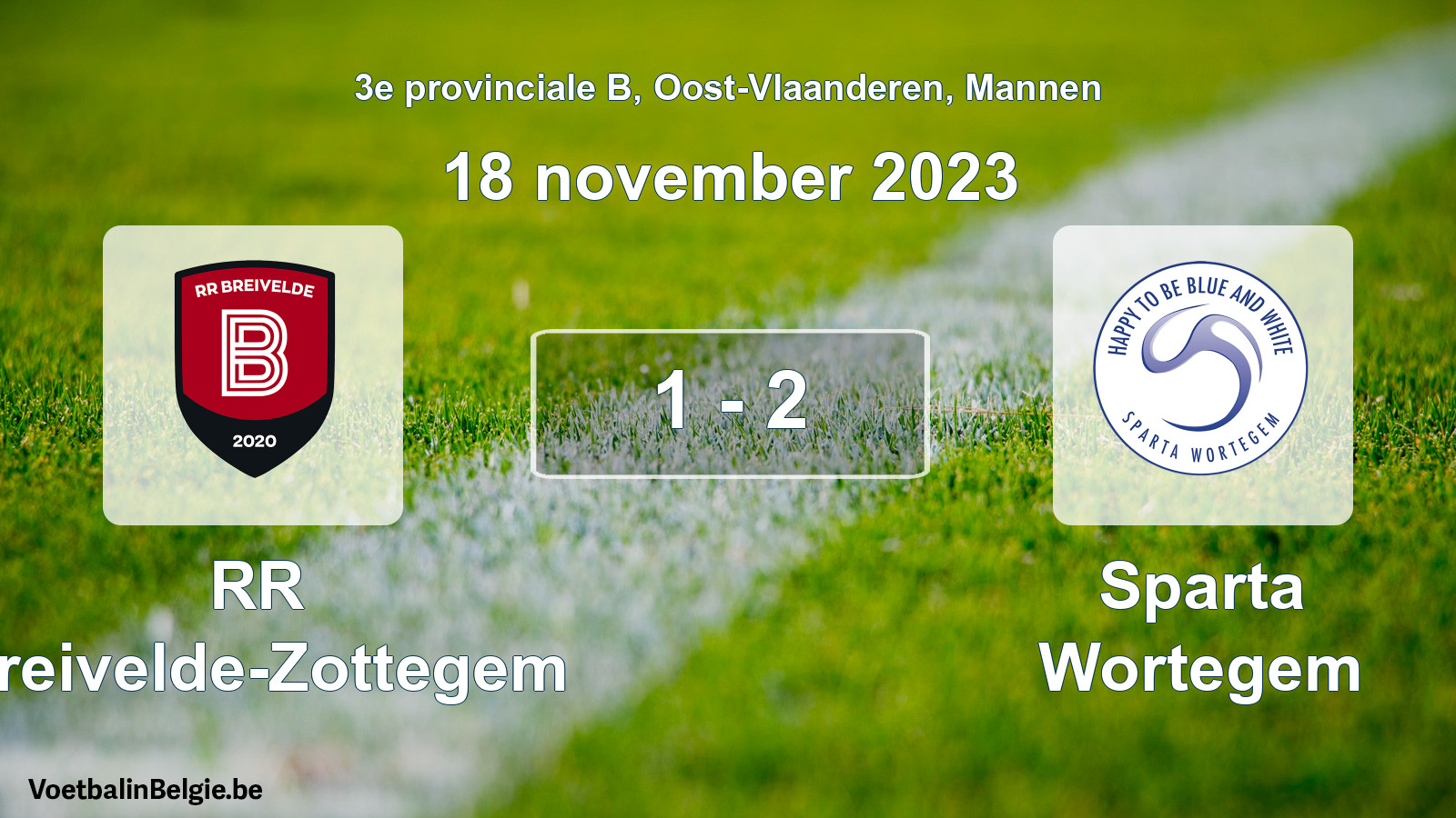 Gespeelde wedstrijd mannenvoetbal: RR Breivelde-Zottegem - Sparta Wortegem 1 - 2 (18 november 2023)