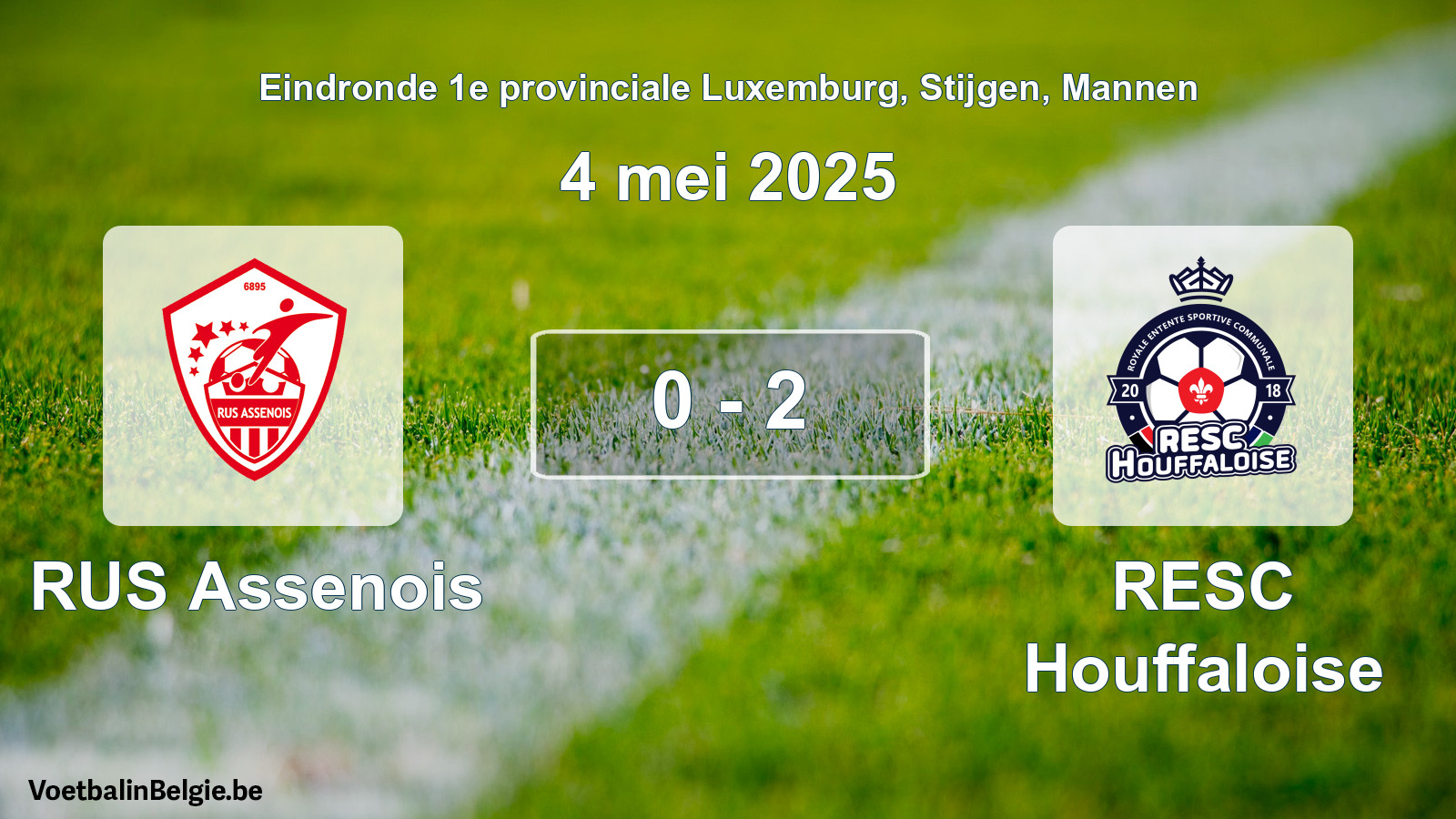 Gespeelde wedstrijd mannenvoetbal: RUS Assenois - RESC Houffaloise 0 - 2 (4 mei 2025)