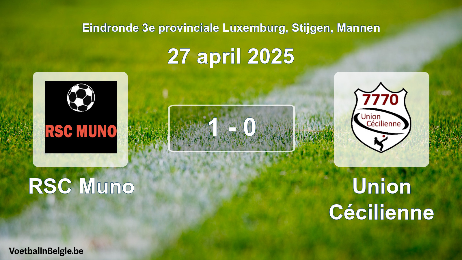 Gespieltes Spiel männer-Fußball: RSC Muno - Union Cécilienne 1 - 0 (27 April 2025)
