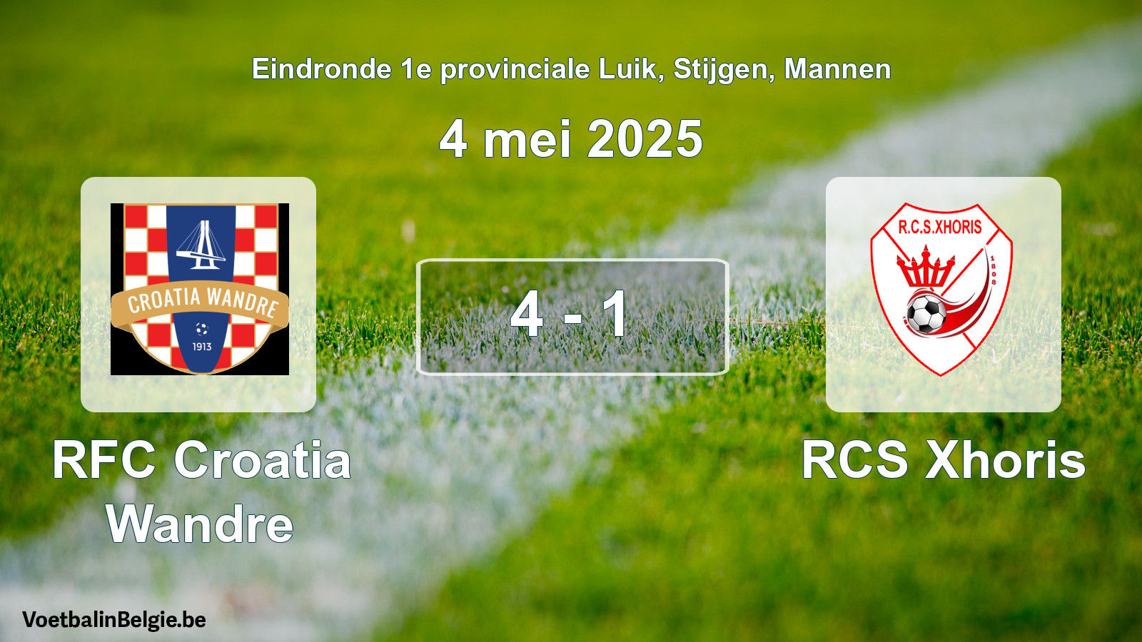 Gespeelde wedstrijd mannenvoetbal: RFC Croatia Wandre - RCS Xhoris 4 - 1 (4 mei 2025)