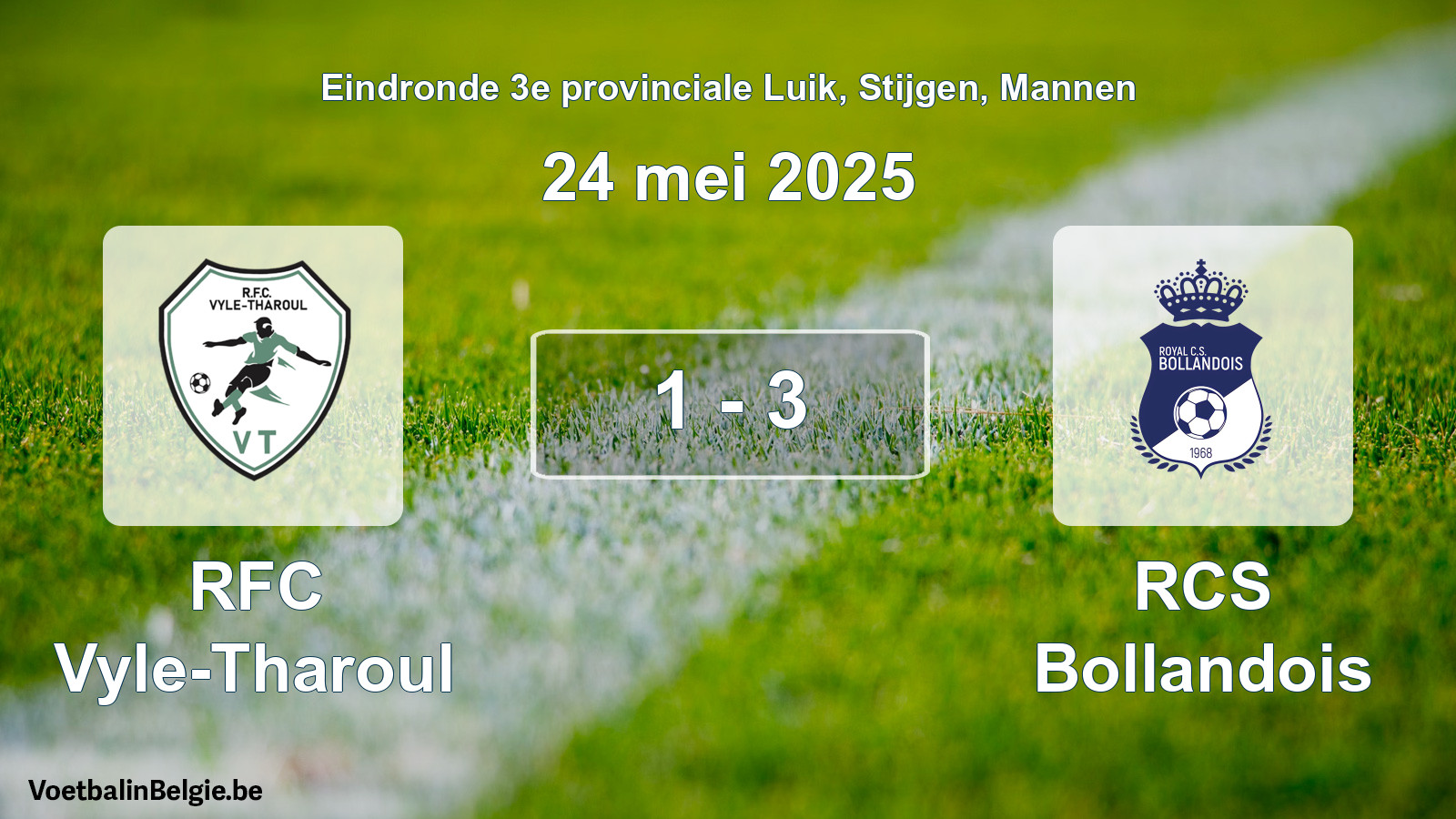 Gespeelde wedstrijd mannenvoetbal: RFC Vyle-Tharoul - RCS Bollandois 1 - 3 (24 mei 2025)