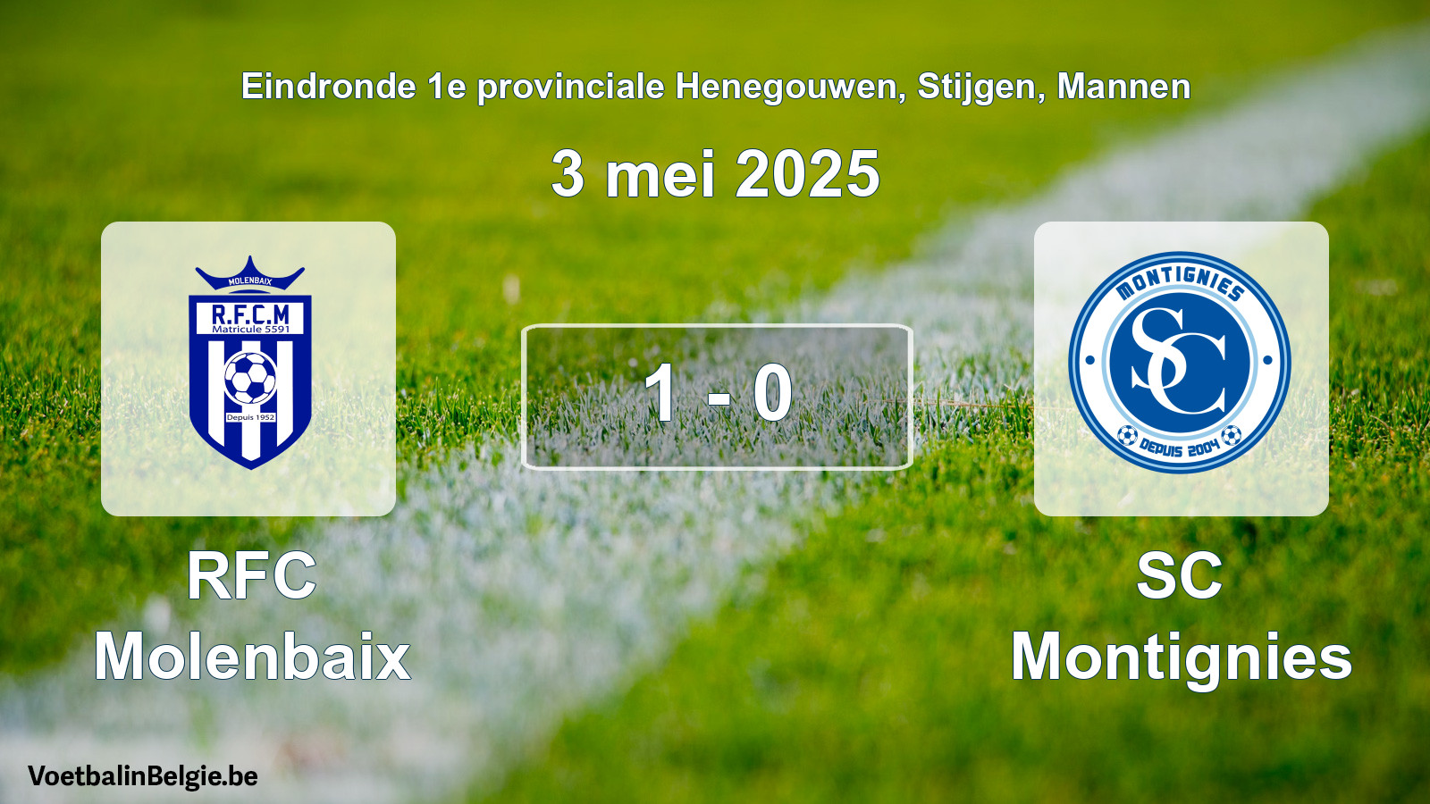 Gespeelde wedstrijd mannenvoetbal: RFC Molenbaix - SC Montignies 1 - 0 (3 mei 2025)