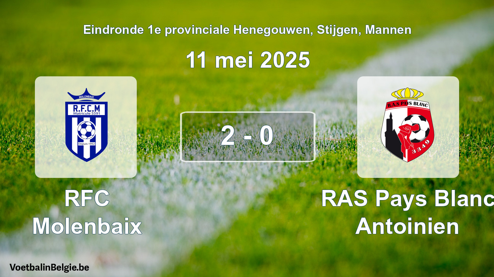Gespeelde wedstrijd mannenvoetbal: RFC Molenbaix - RAS Pays Blanc Antoinien 2 - 0 (11 mei 2025)