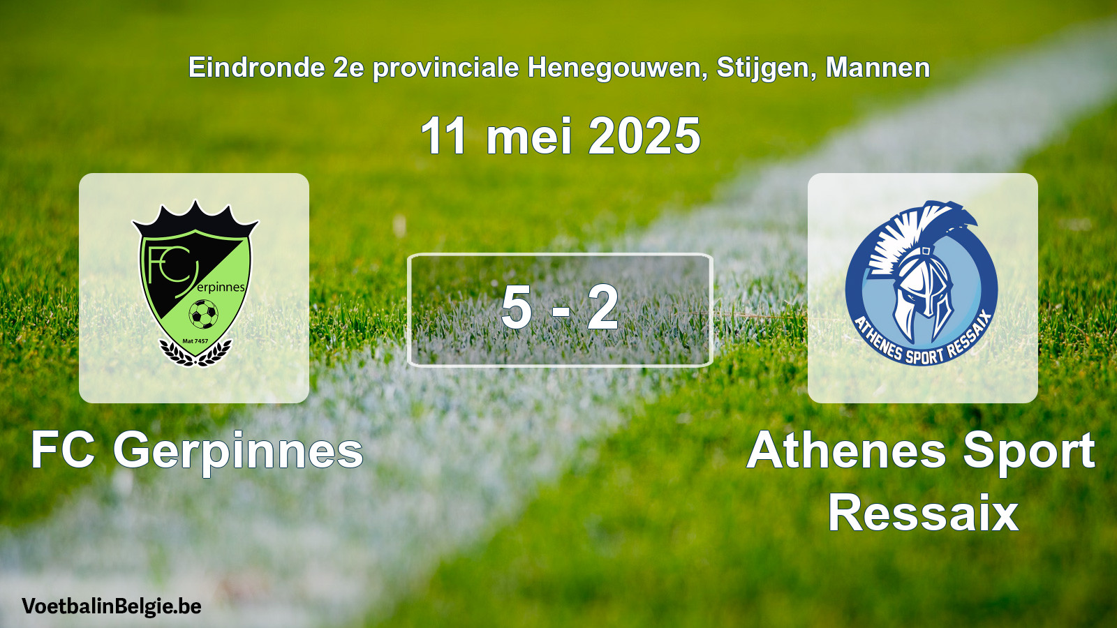 Gespeelde wedstrijd mannenvoetbal: FC Gerpinnes - Athenes Sport Ressaix 5 - 2 (11 mei 2025)
