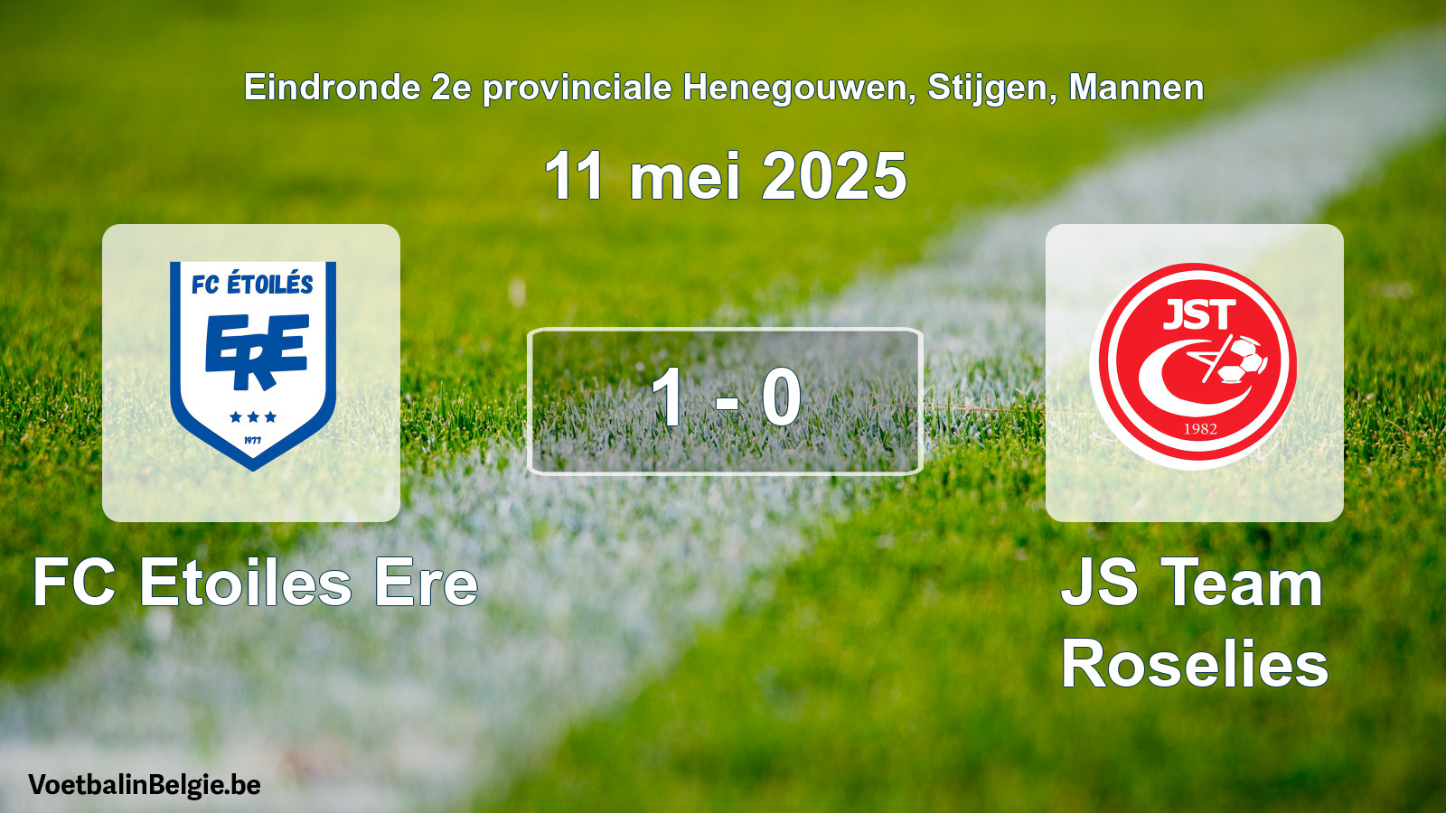 Gespeelde wedstrijd mannenvoetbal: FC Etoiles Ere - JS Team Roselies 1 - 0 (11 mei 2025)