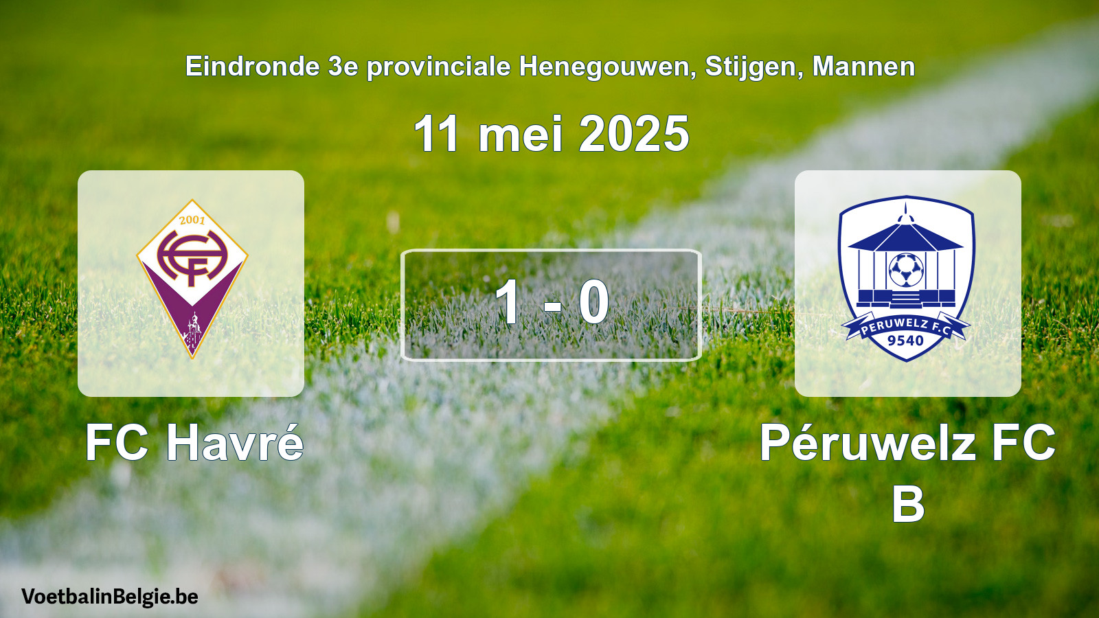 Gespeelde wedstrijd mannenvoetbal: FC Havré - Péruwelz FC B 1 - 0 (11 mei 2025)