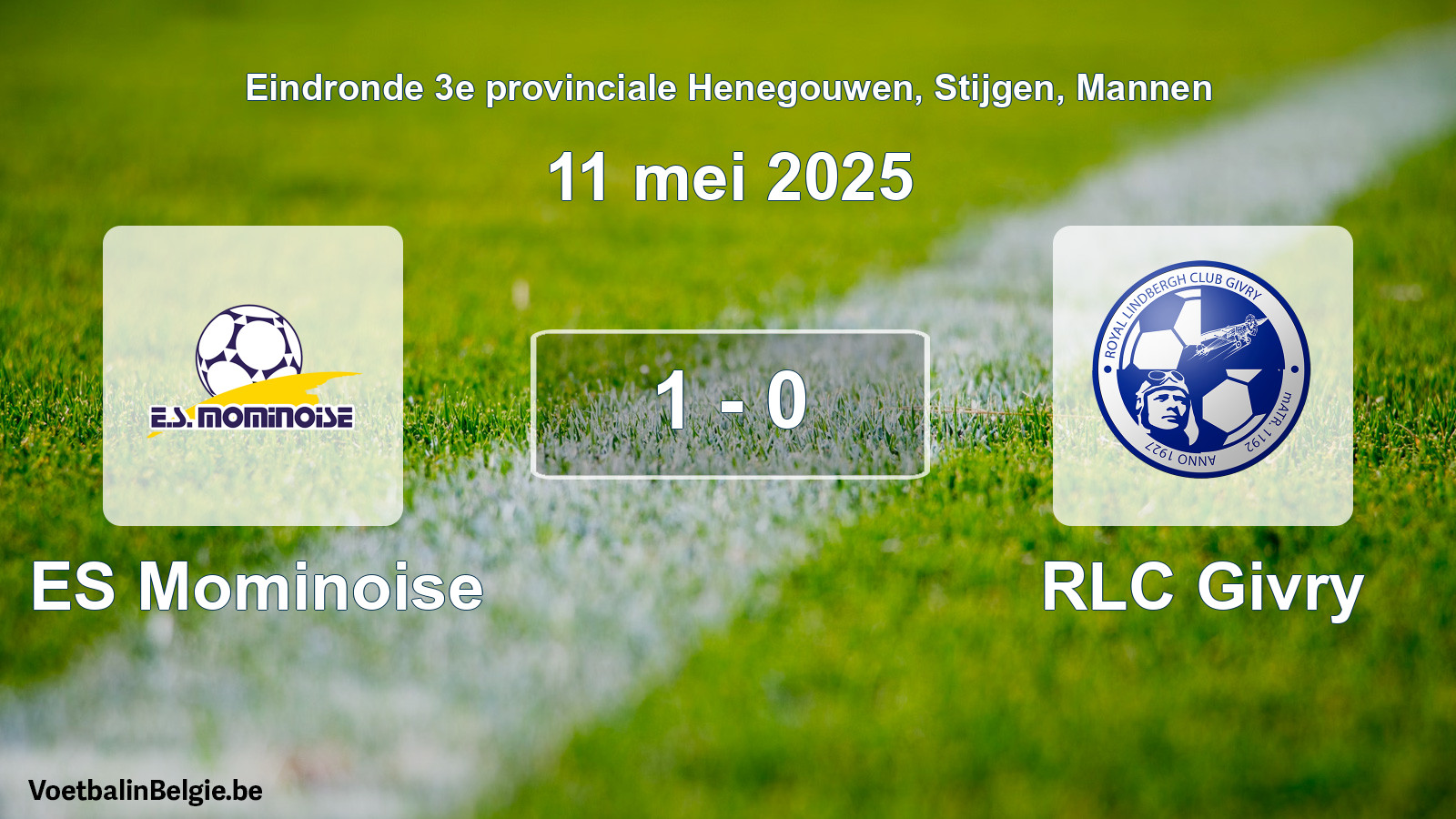 Gespeelde wedstrijd mannenvoetbal: ES Mominoise - RLC Givry 1 - 0 (11 mei 2025)