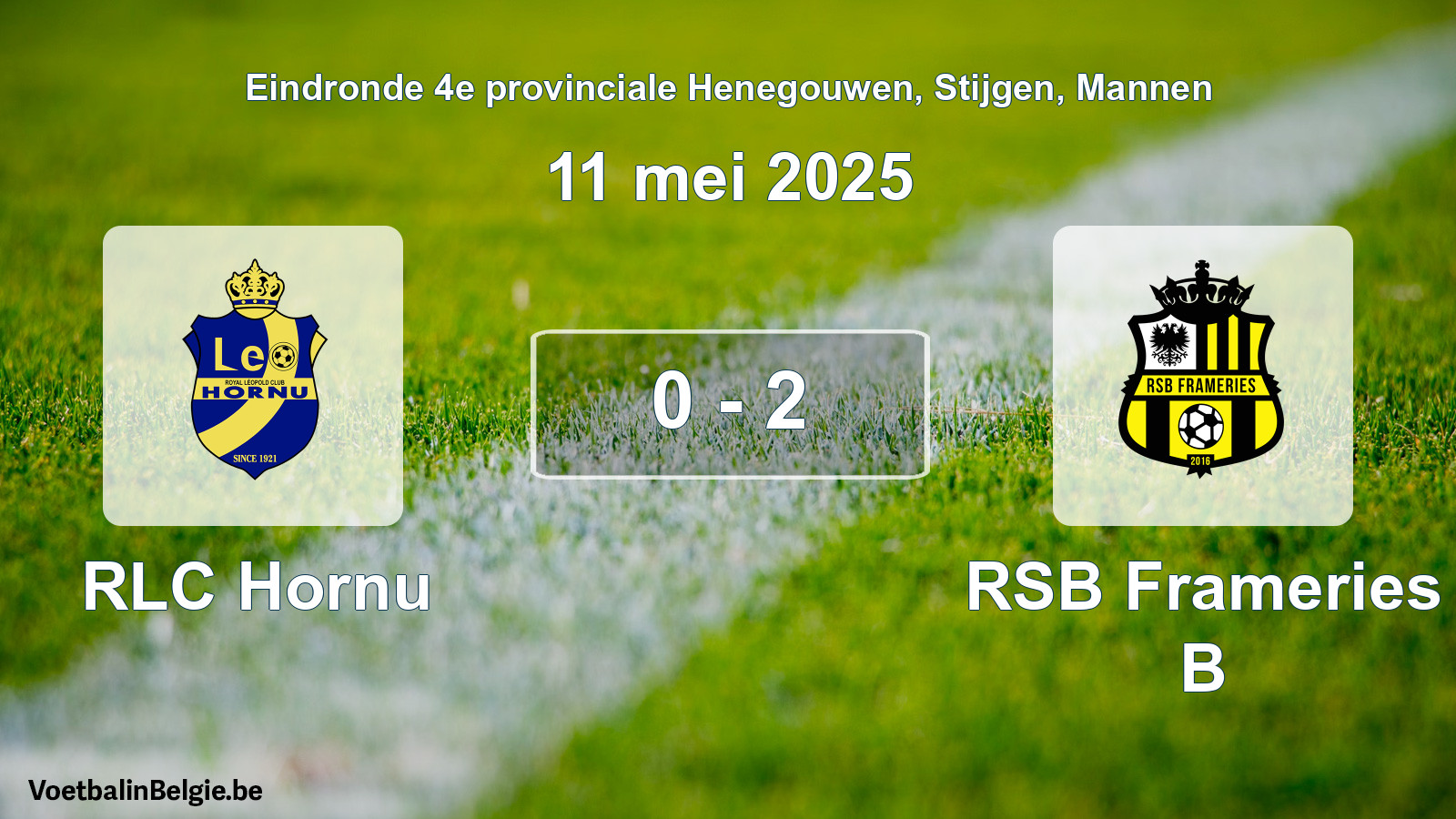 Gespeelde wedstrijd mannenvoetbal: RLC Hornu - RSB Frameries B 0 - 2 (11 mei 2025)