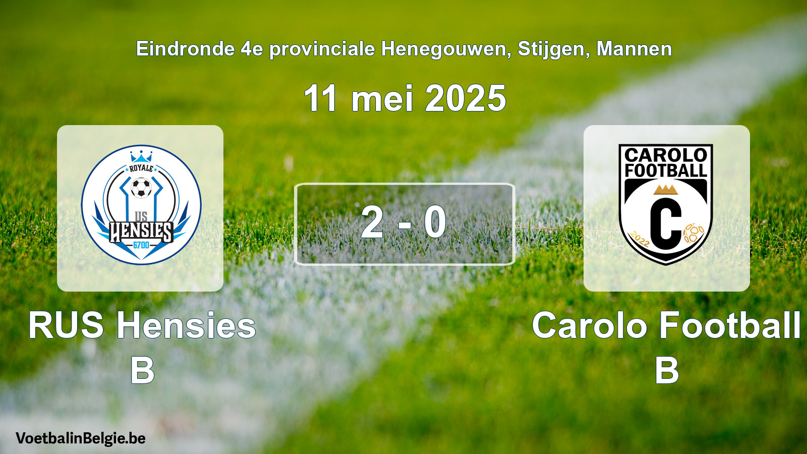 Gespeelde wedstrijd mannenvoetbal: RUS Hensies B - Carolo Football B 2 - 0 (11 mei 2025)
