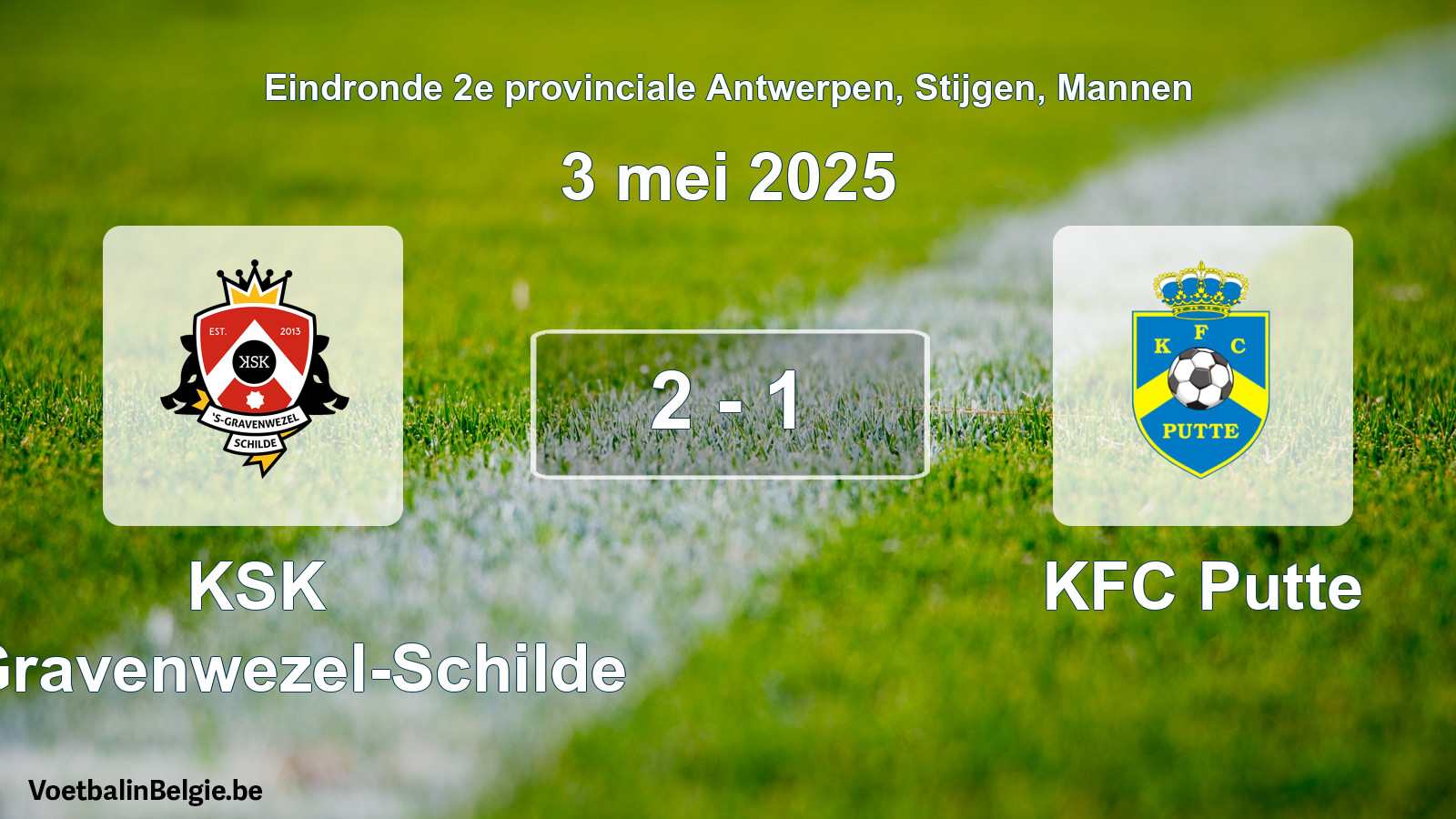 Gespeelde wedstrijd mannenvoetbal: KSK 's-Gravenwezel-Schilde - KFC Putte 2 - 1 (3 mei 2025)
