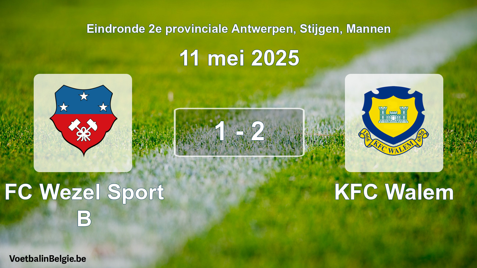 Gespeelde wedstrijd mannenvoetbal: FC Wezel Sport B - KFC Walem 1 - 2 (11 mei 2025)