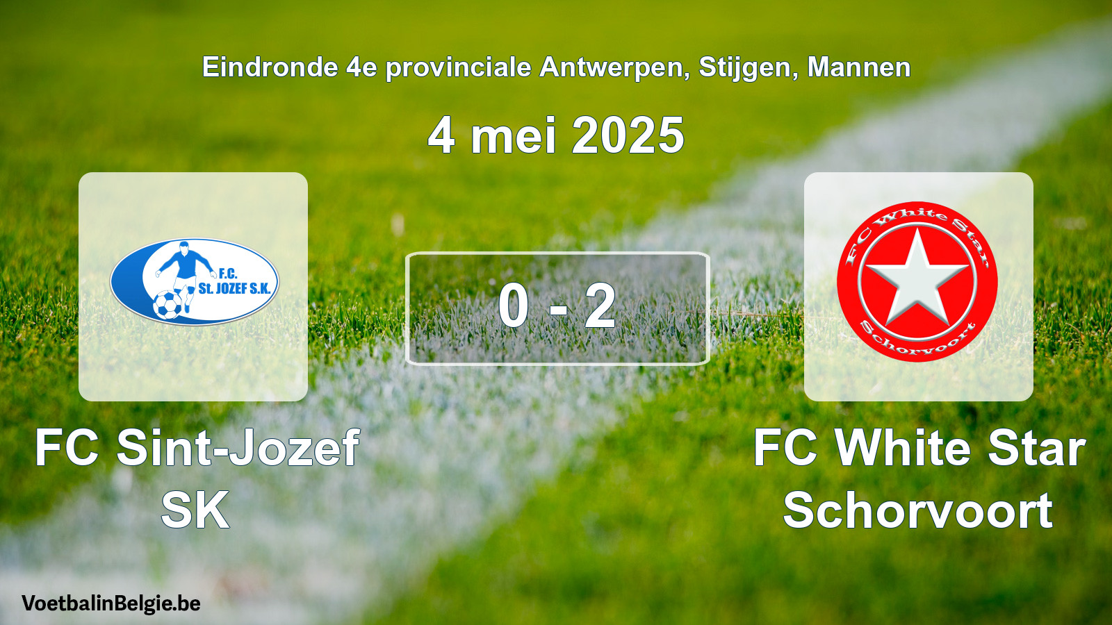 Gespeelde wedstrijd mannenvoetbal: FC Sint-Jozef SK - FC White Star Schorvoort 0 - 2 (4 mei 2025)