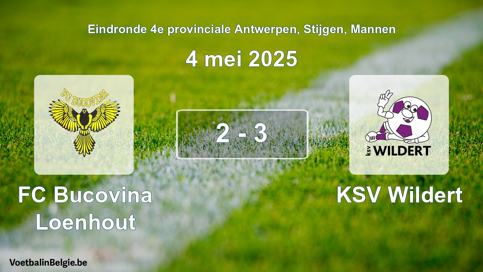 Gespeelde wedstrijd mannenvoetbal: FC Bucovina Loenhout - KSV Wildert 2 - 3 (4 mei 2025)