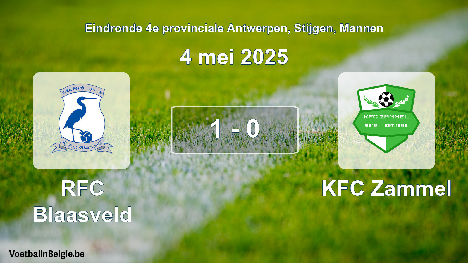 Gespeelde wedstrijd mannenvoetbal: RFC Blaasveld - KFC Zammel 1 - 0 (4 mei 2025)
