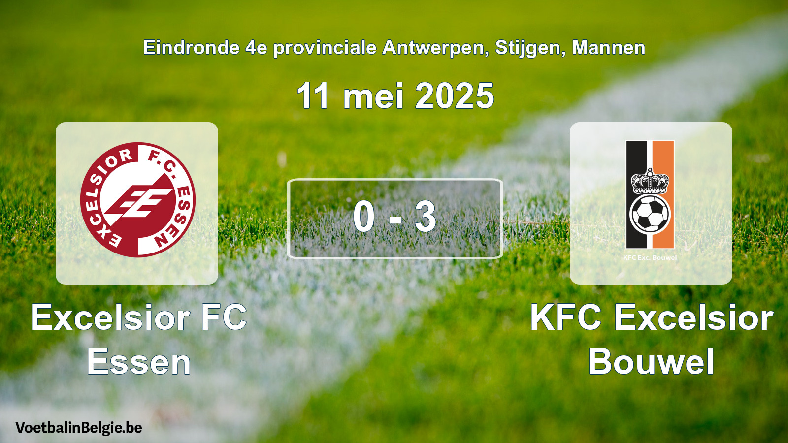 Gespeelde wedstrijd mannenvoetbal: Excelsior FC Essen - KFC Excelsior Bouwel 0 - 3 (11 mei 2025)