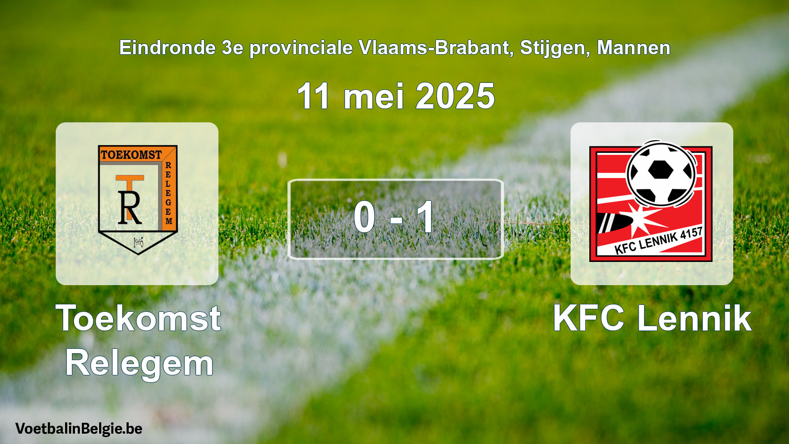 Gespeelde wedstrijd mannenvoetbal: Toekomst Relegem - KFC Lennik 0 - 1 (11 mei 2025)