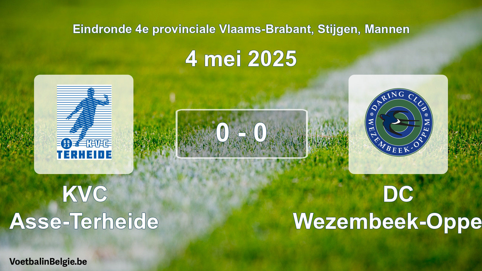 Gespeelde wedstrijd mannenvoetbal: KVC Asse-Terheide - DC Wezembeek-Oppem 0 - 0 (4 mei 2025)