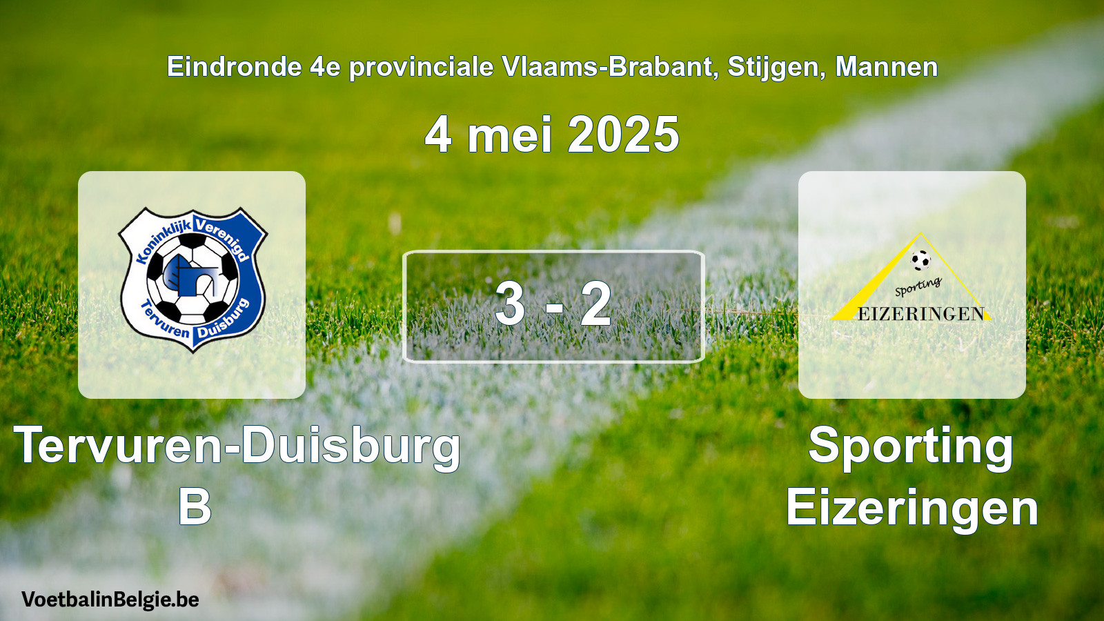 Gespeelde wedstrijd mannenvoetbal: KV Tervuren-Duisburg B - Sporting Eizeringen 3 - 2 (4 mei 2025)
