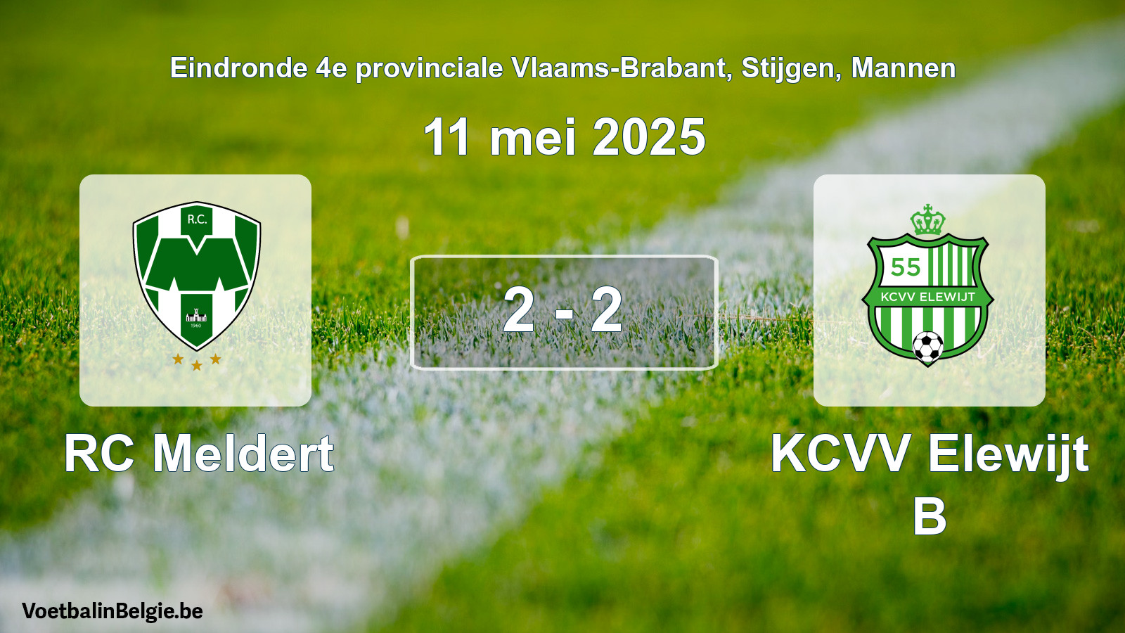 Gespeelde wedstrijd mannenvoetbal: RC Meldert - KCVV Elewijt B 2 - 2 (11 mei 2025)