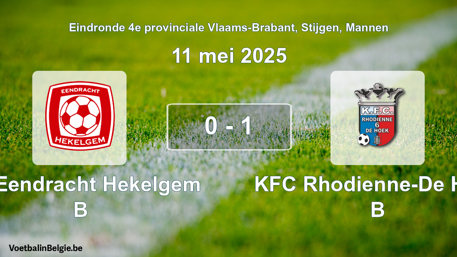 Gespeelde wedstrijd mannenvoetbal: FC Eendracht Hekelgem B - KFC Rhodienne-De Hoek B 0 - 1 (11 mei 2025)