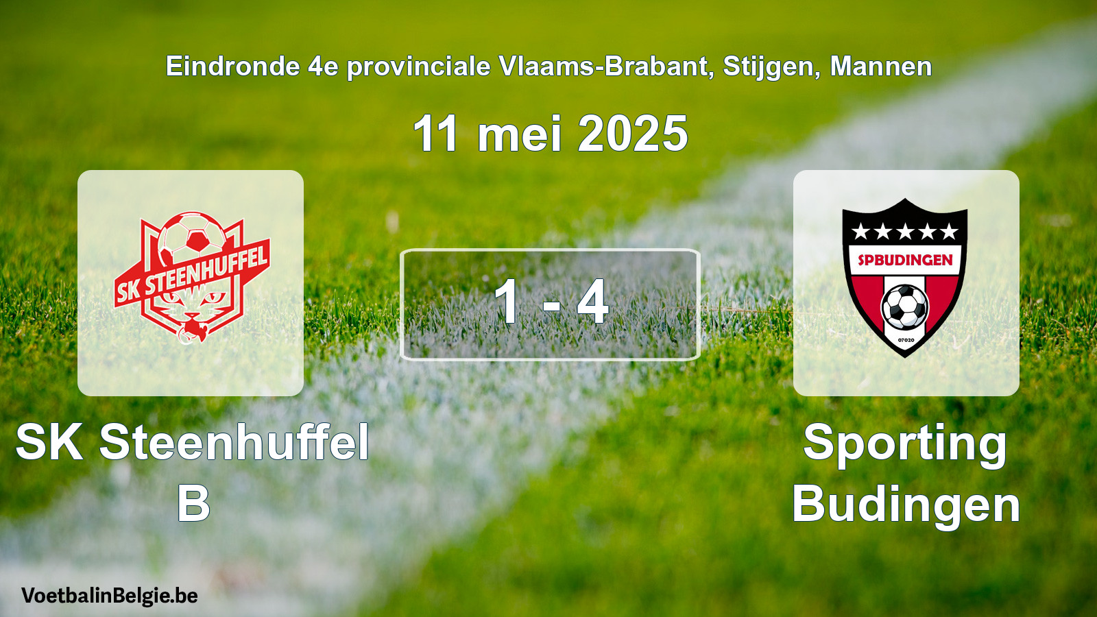 Gespeelde wedstrijd mannenvoetbal: SK Steenhuffel B - Sporting Budingen 1 - 4 (11 mei 2025)