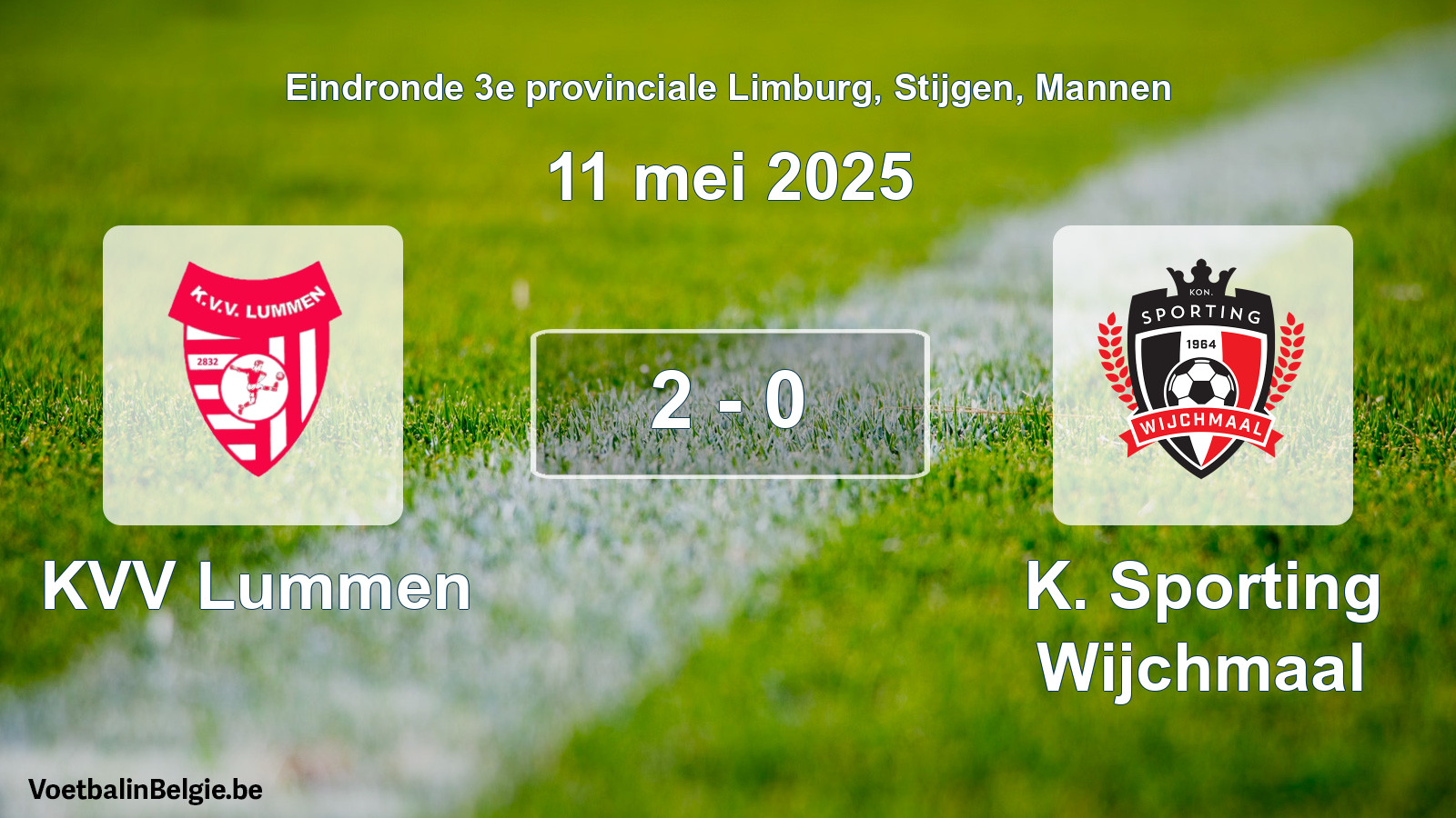 Gespeelde wedstrijd mannenvoetbal: KVV Lummen - K. Sporting Wijchmaal 2 - 0 (11 mei 2025)