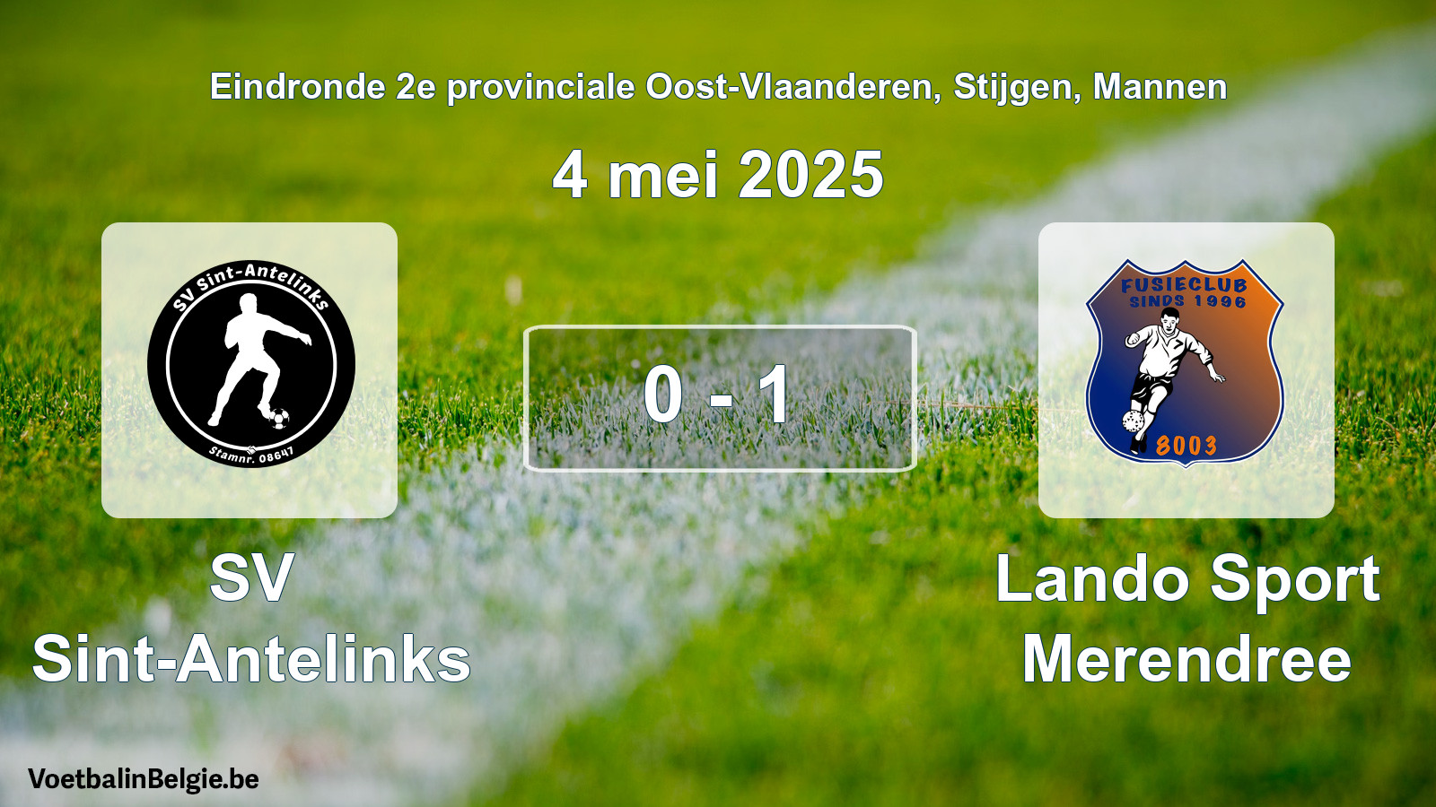 Gespeelde wedstrijd mannenvoetbal: SV Sint-Antelinks - Lando Sport Merendree 0 - 1 (4 mei 2025)