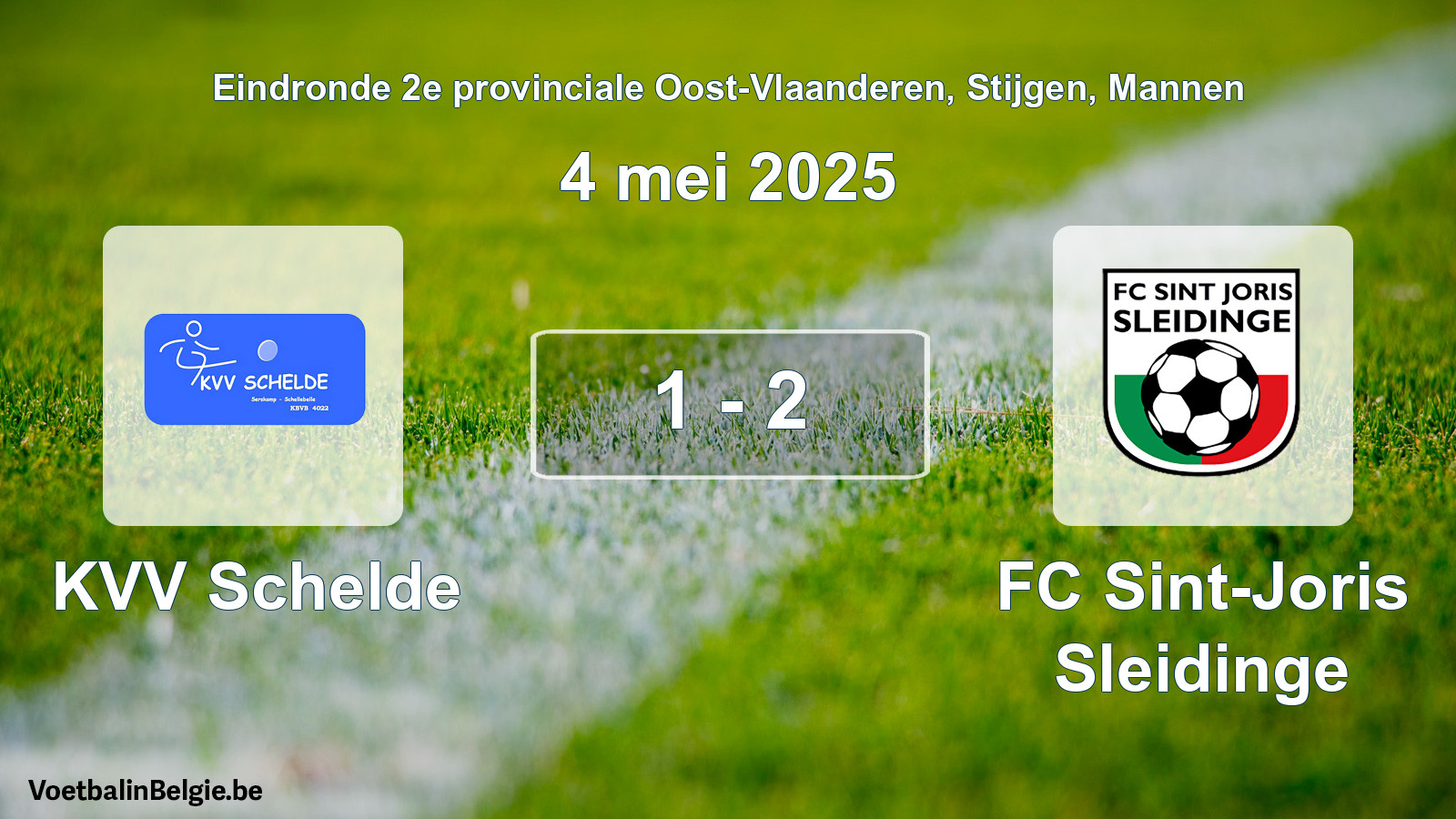 Gespeelde wedstrijd mannenvoetbal: KVV Schelde - FC Sint-Joris Sleidinge 1 - 2 (4 mei 2025)