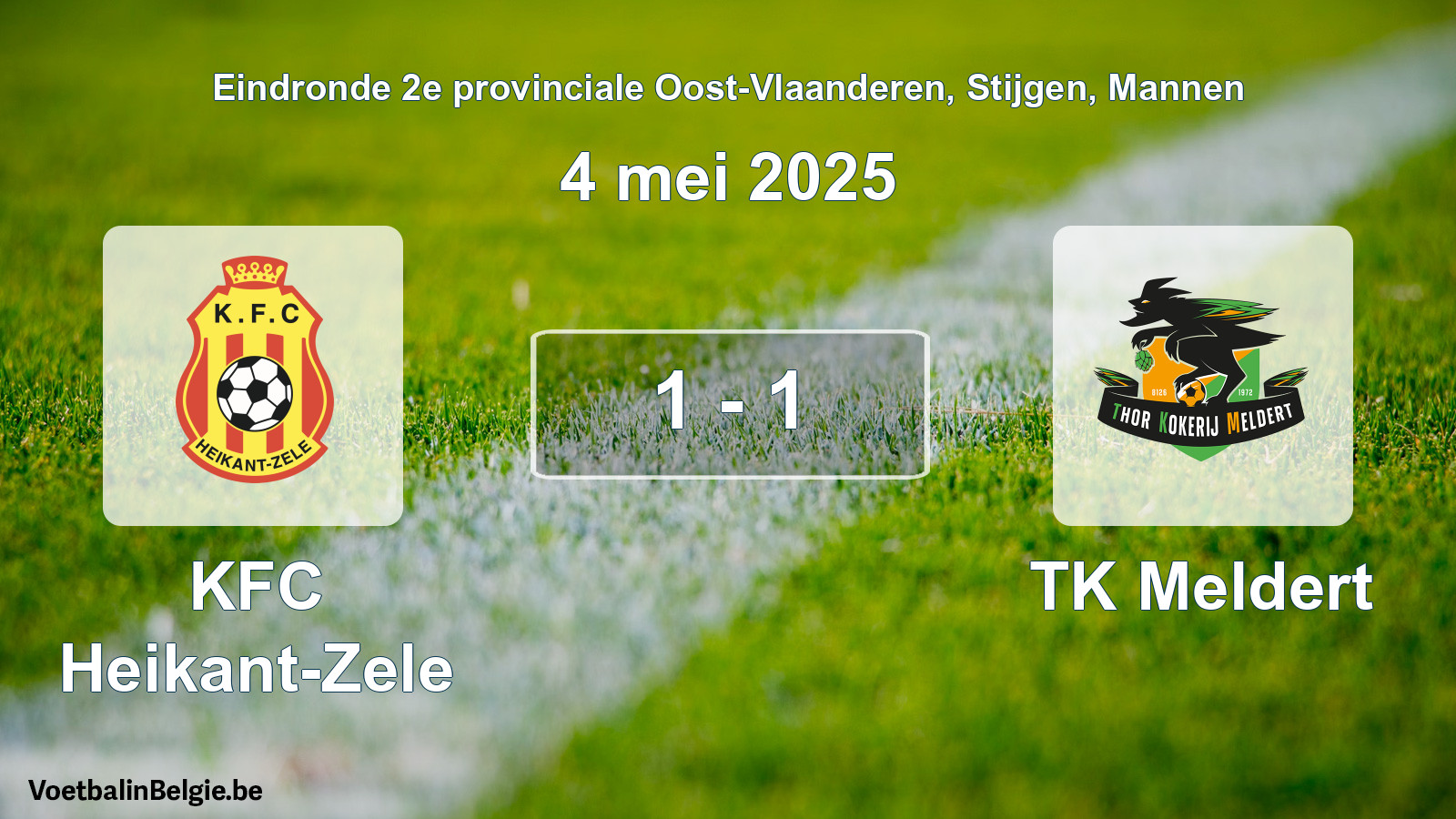 Gespeelde wedstrijd mannenvoetbal: KFC Heikant-Zele - TK Meldert 1 - 1 (4 mei 2025)