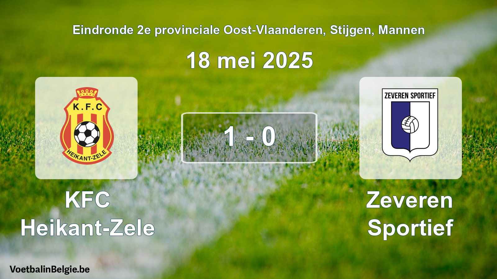 Gespeelde wedstrijd mannenvoetbal: KFC Heikant-Zele - Zeveren Sportief 1 - 0 (18 mei 2025)