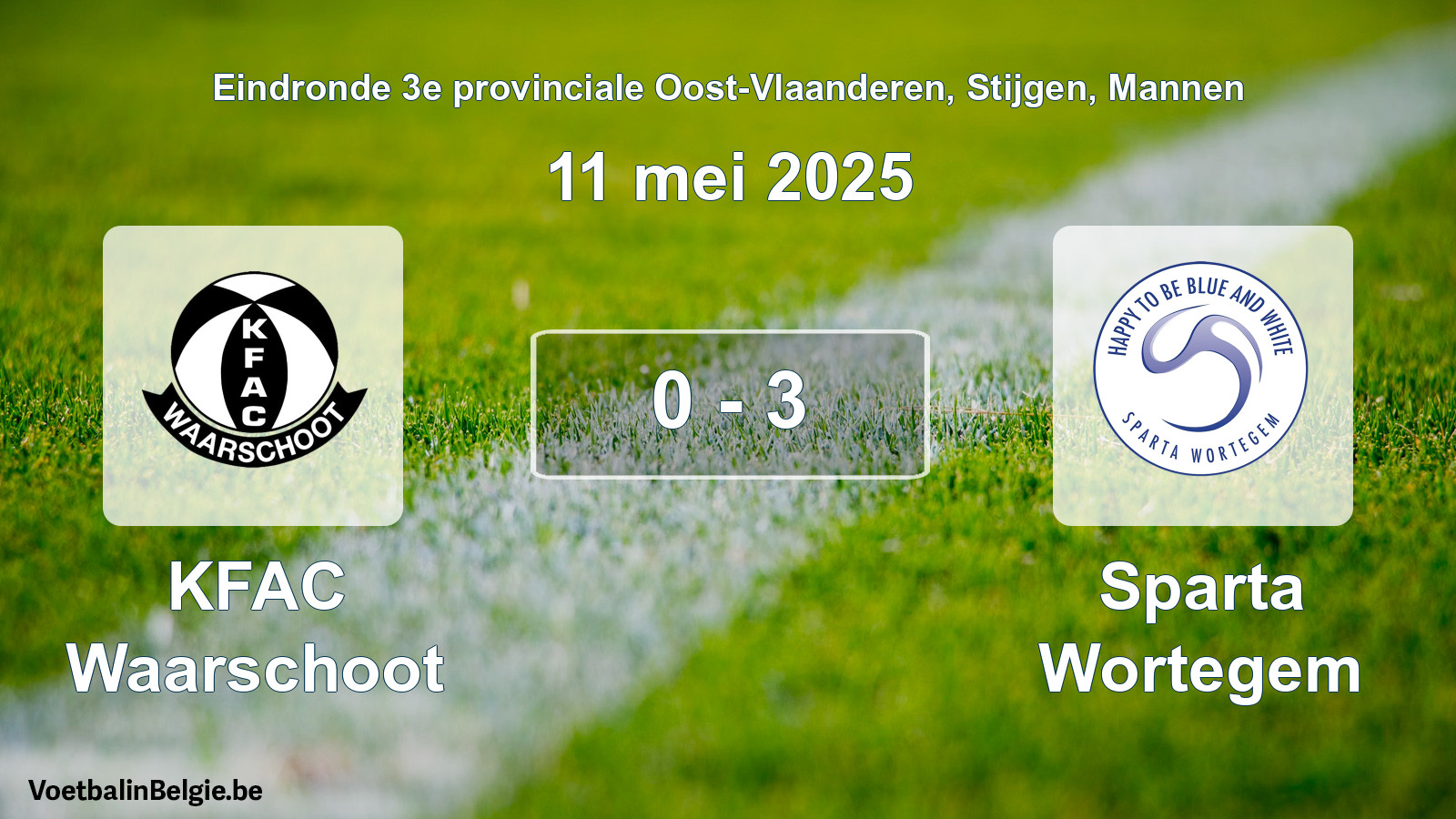 Gespeelde wedstrijd mannenvoetbal: KFAC Waarschoot - Sparta Wortegem 0 - 3 (11 mei 2025)